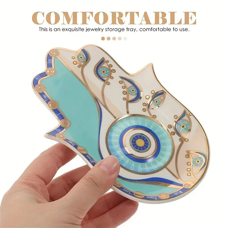 Hamsa Trinket Ceramic Evil Eye Jewellery Tray