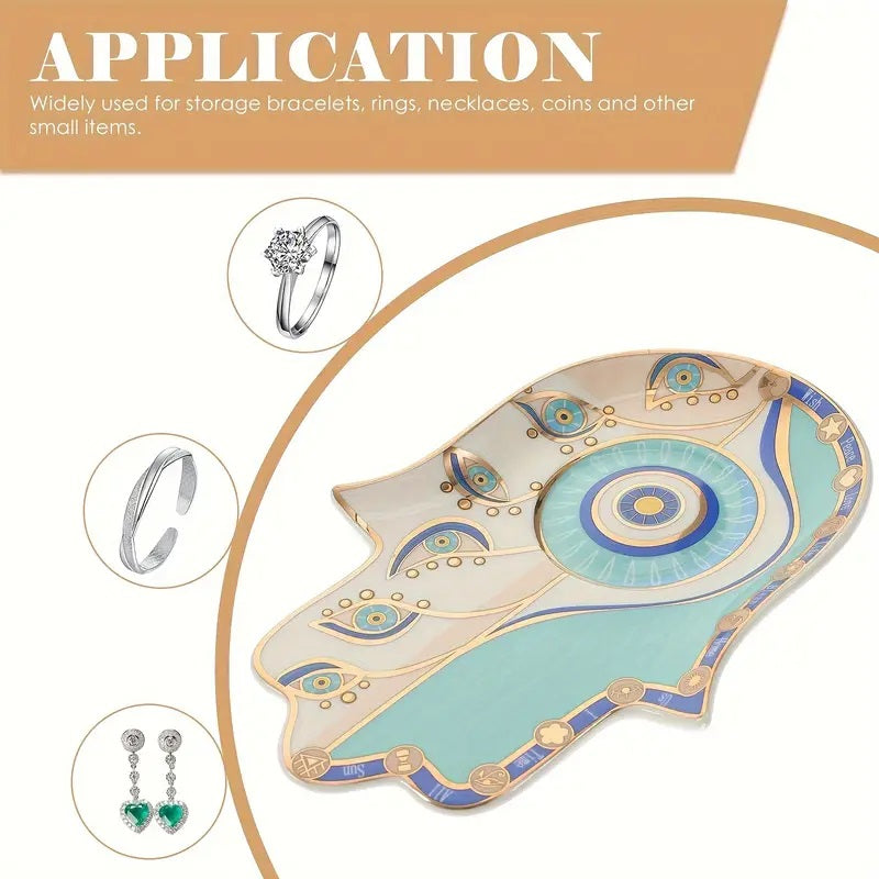 Hamsa Trinket Ceramic Evil Eye Jewellery Tray