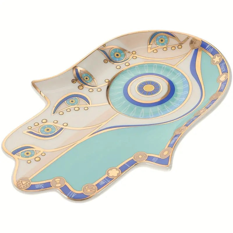 Hamsa Trinket Ceramic Evil Eye Jewellery Tray