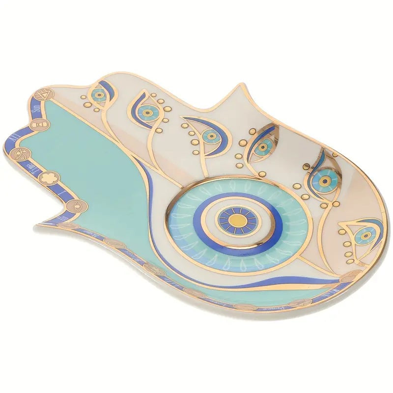 Hamsa Trinket Ceramic Evil Eye Jewellery Tray