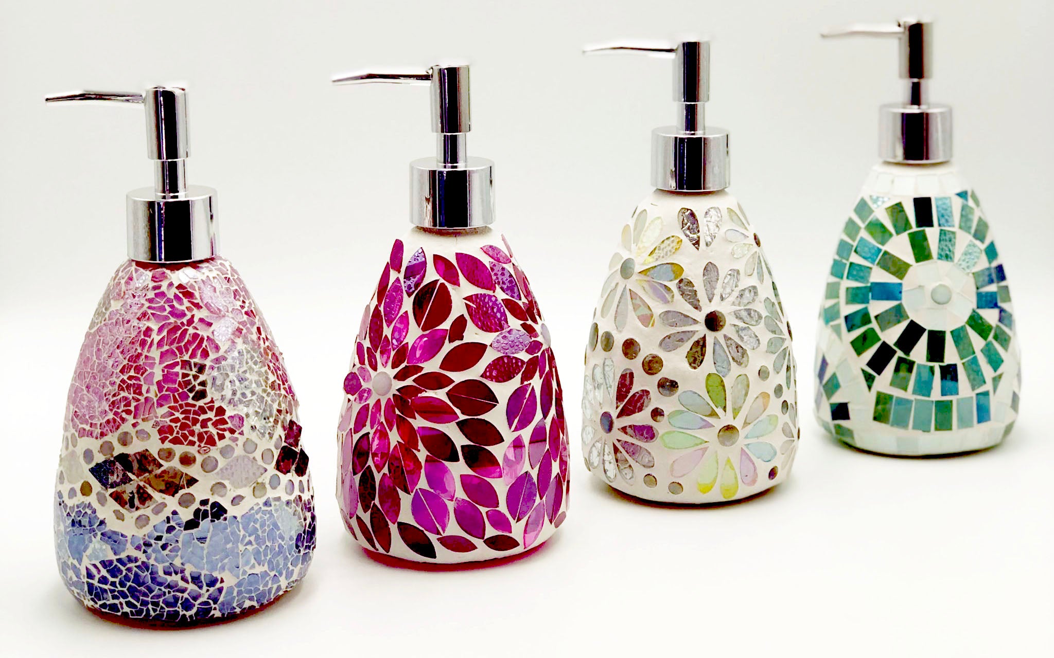 Green Aztec Glass Mosaic Soap Pump Dispenser
