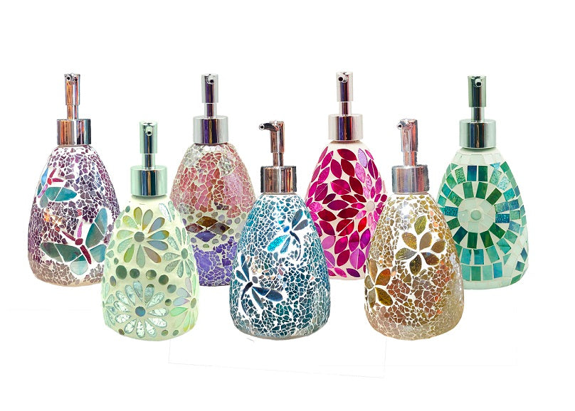 Frangipani Glass Mosaic Soap Pump Dispenser
