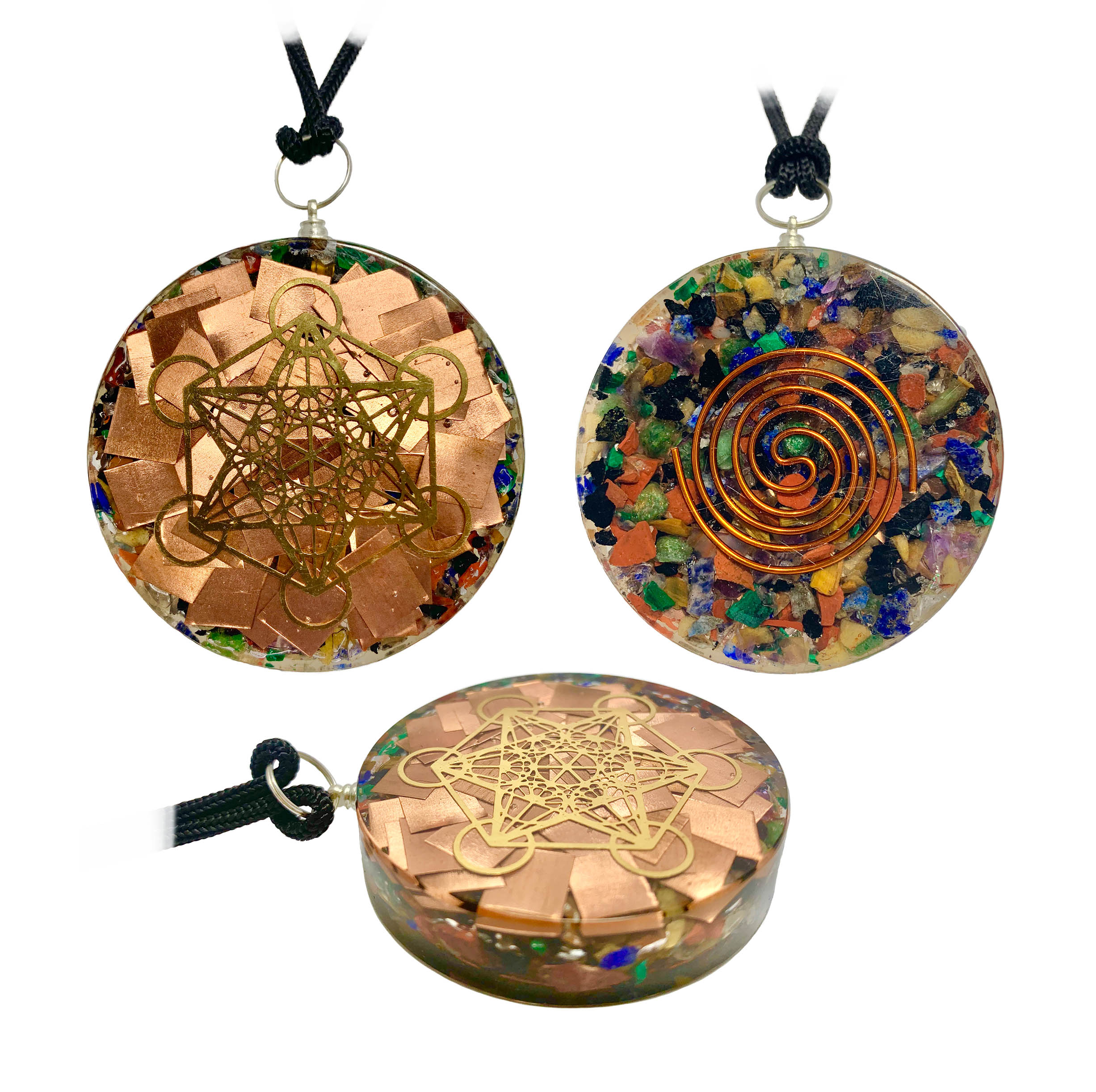 Copper Plate Metatron Cube Sacred Geometry Pendant
