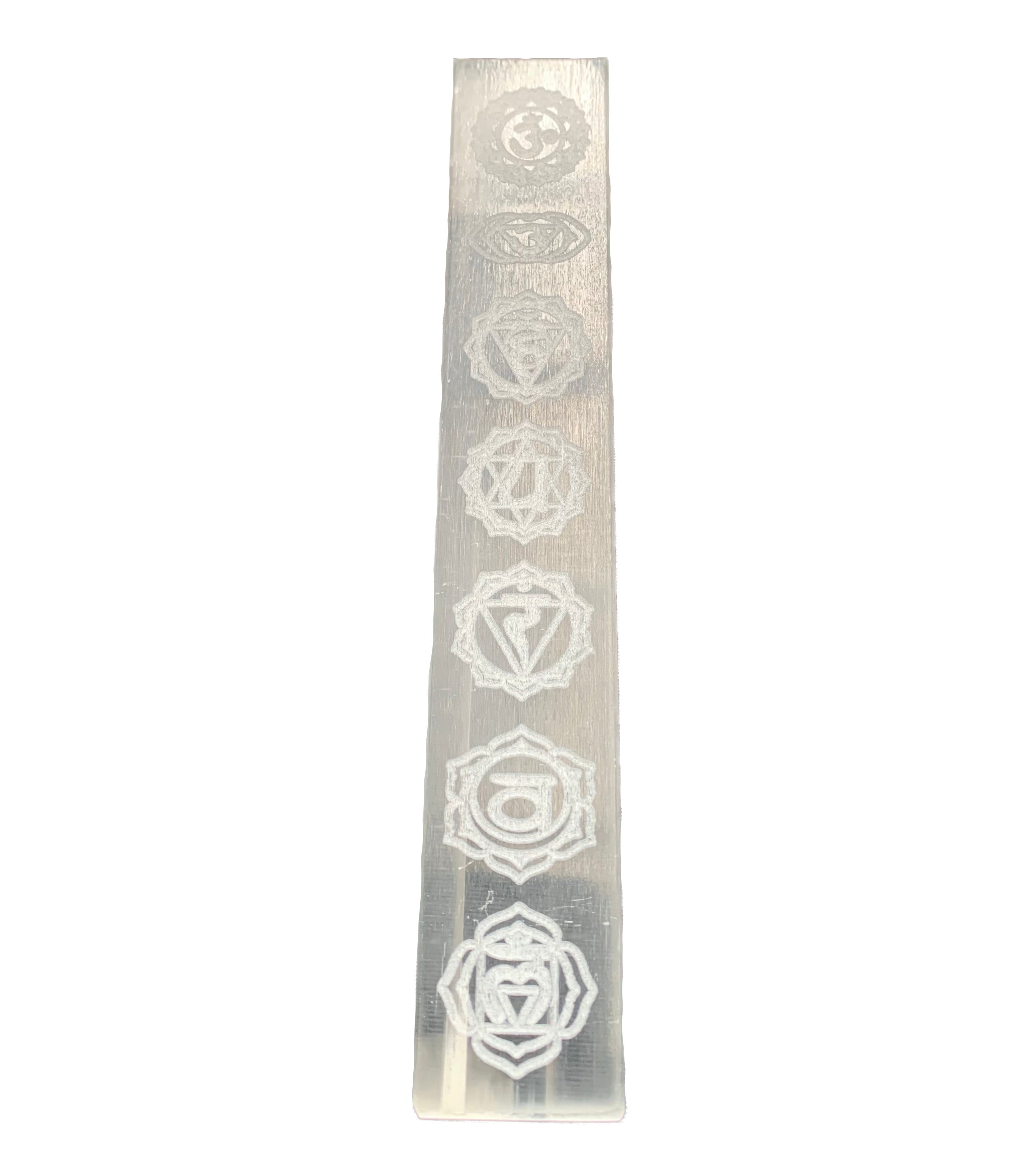 Chakra Symbols Selenite Crystal Charging Plate