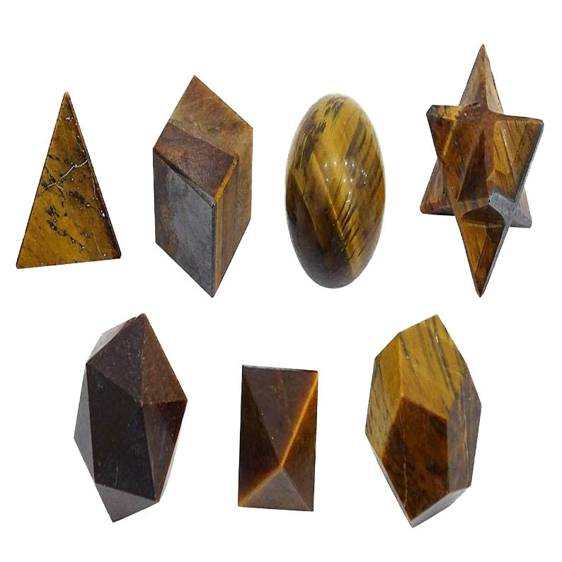 Tiger Eye Sacred Geometry Set Platonic Solid 7 Pieces