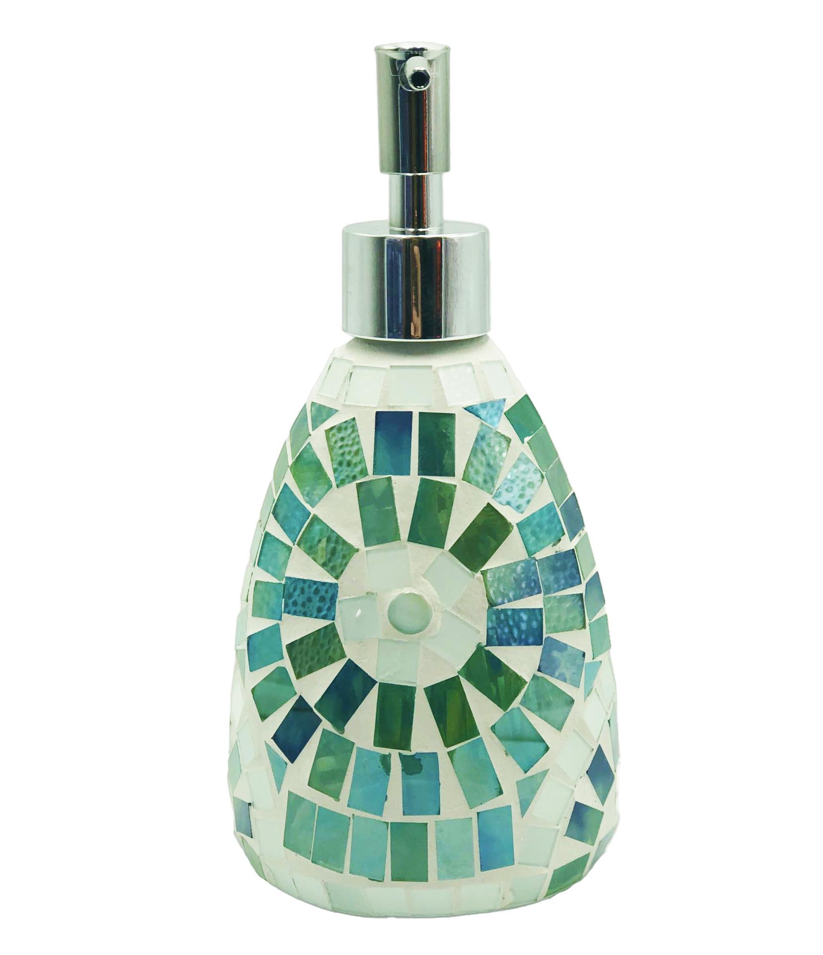 Green Aztec Glass Mosaic Soap Pump Dispenser