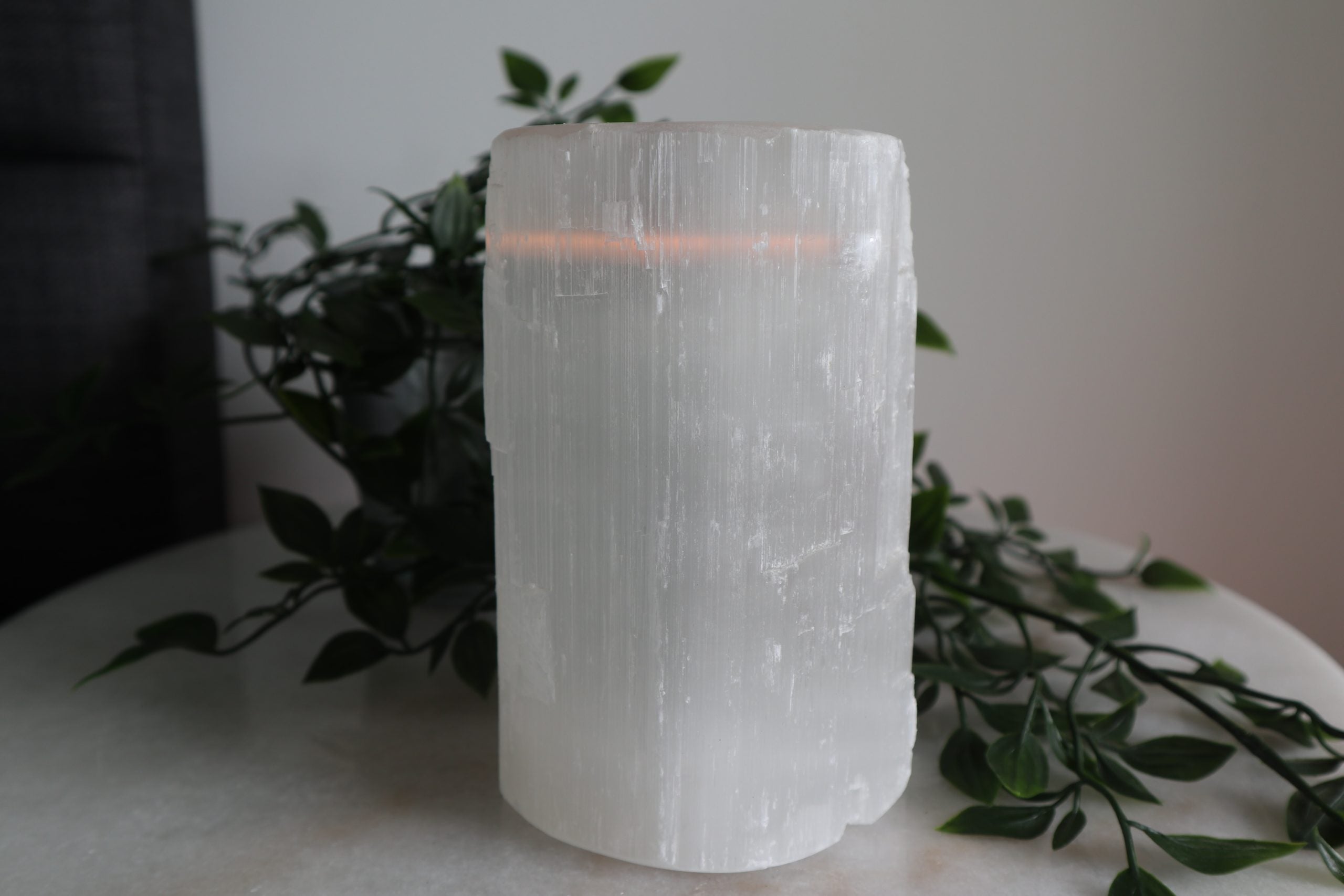 Selenite Tea Light Candle Holder 15cm