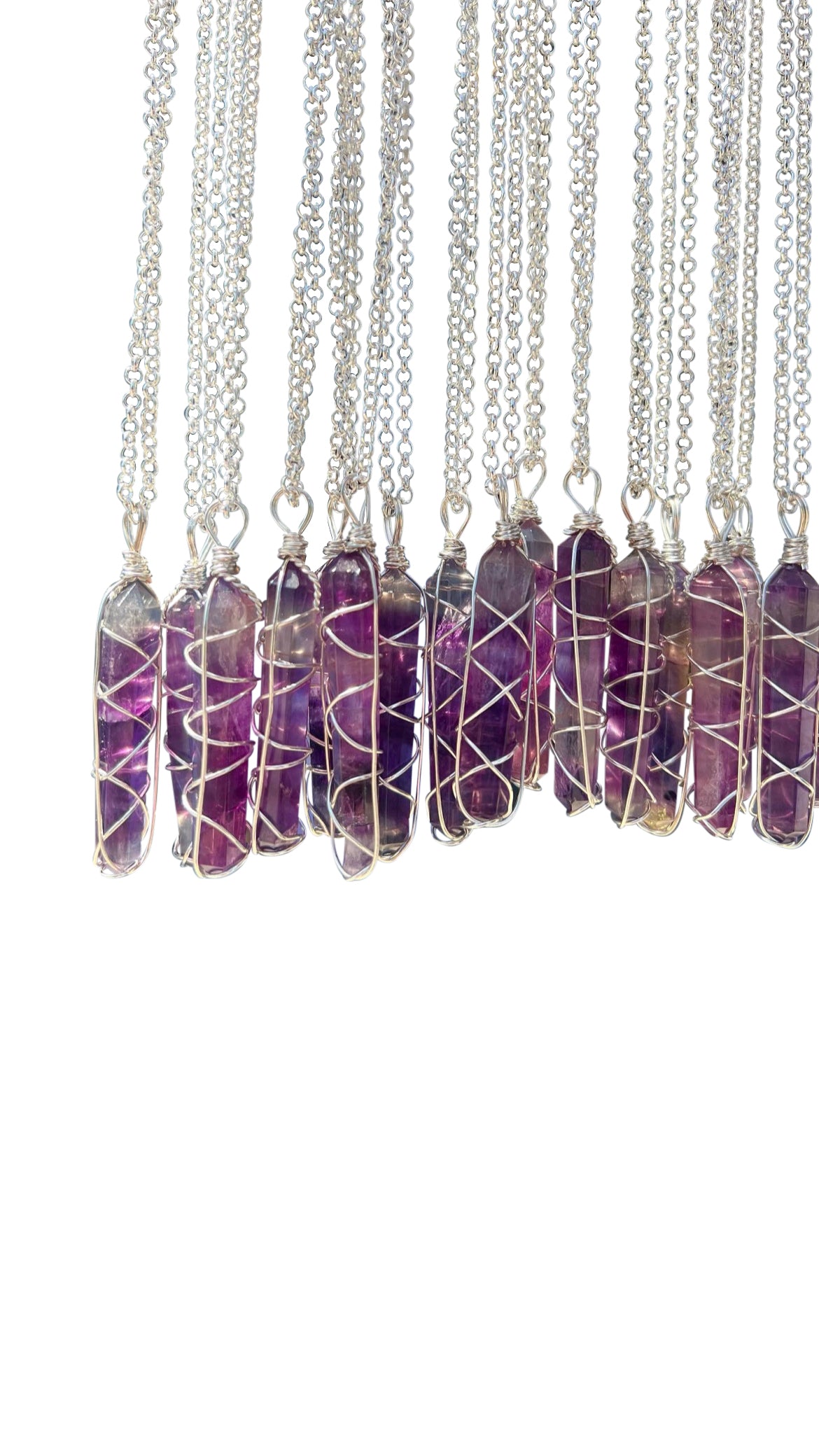 AAA Double Terminated Purple Fluorite Pendant Silver