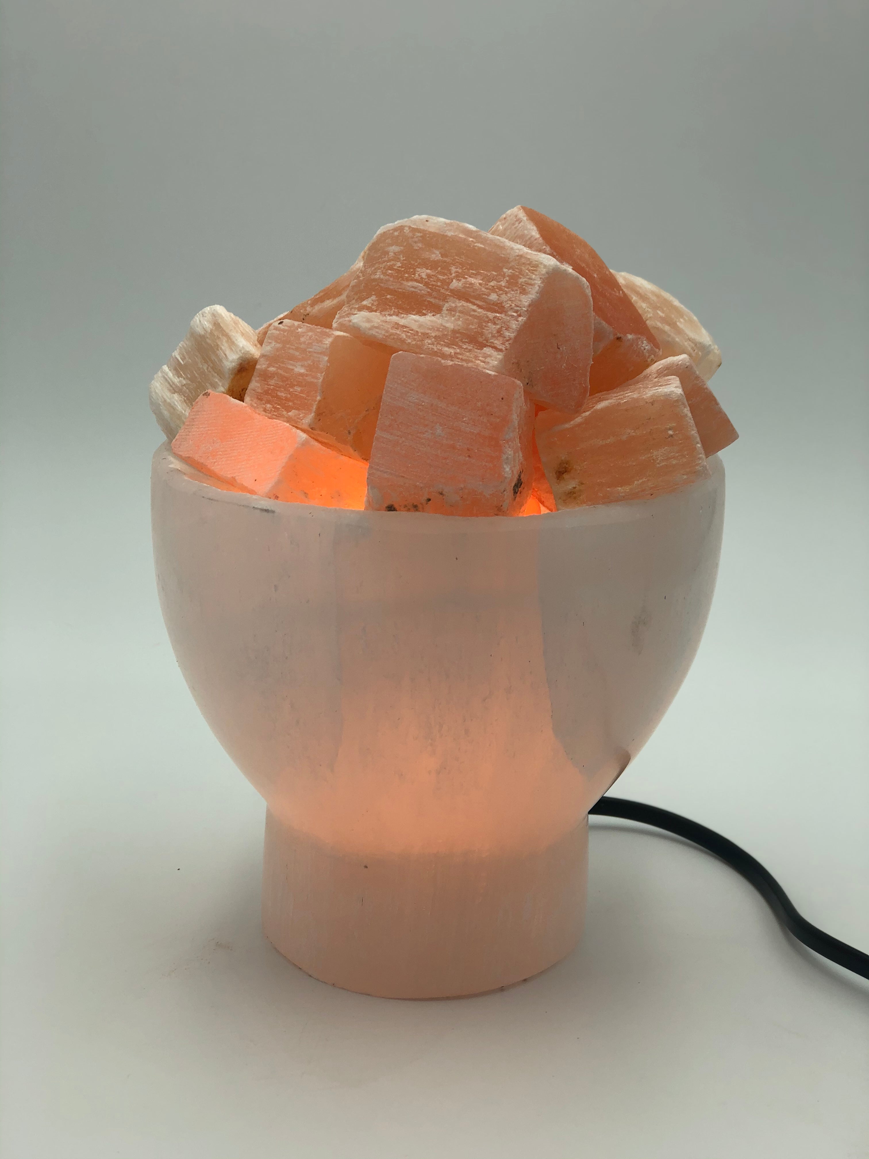 Selenite Firebowl with Peach Selenite Chunks
