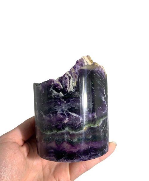 Medium Rainbow Fluorite Lamp - LED Stand 7