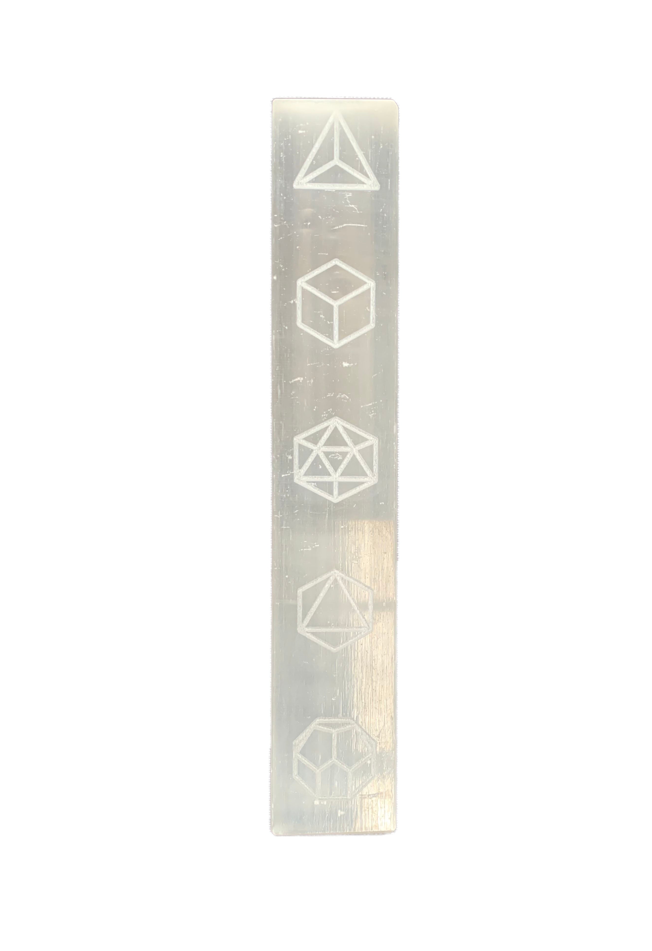 Platonic Solids Selenite Crystal Charging Plate Set