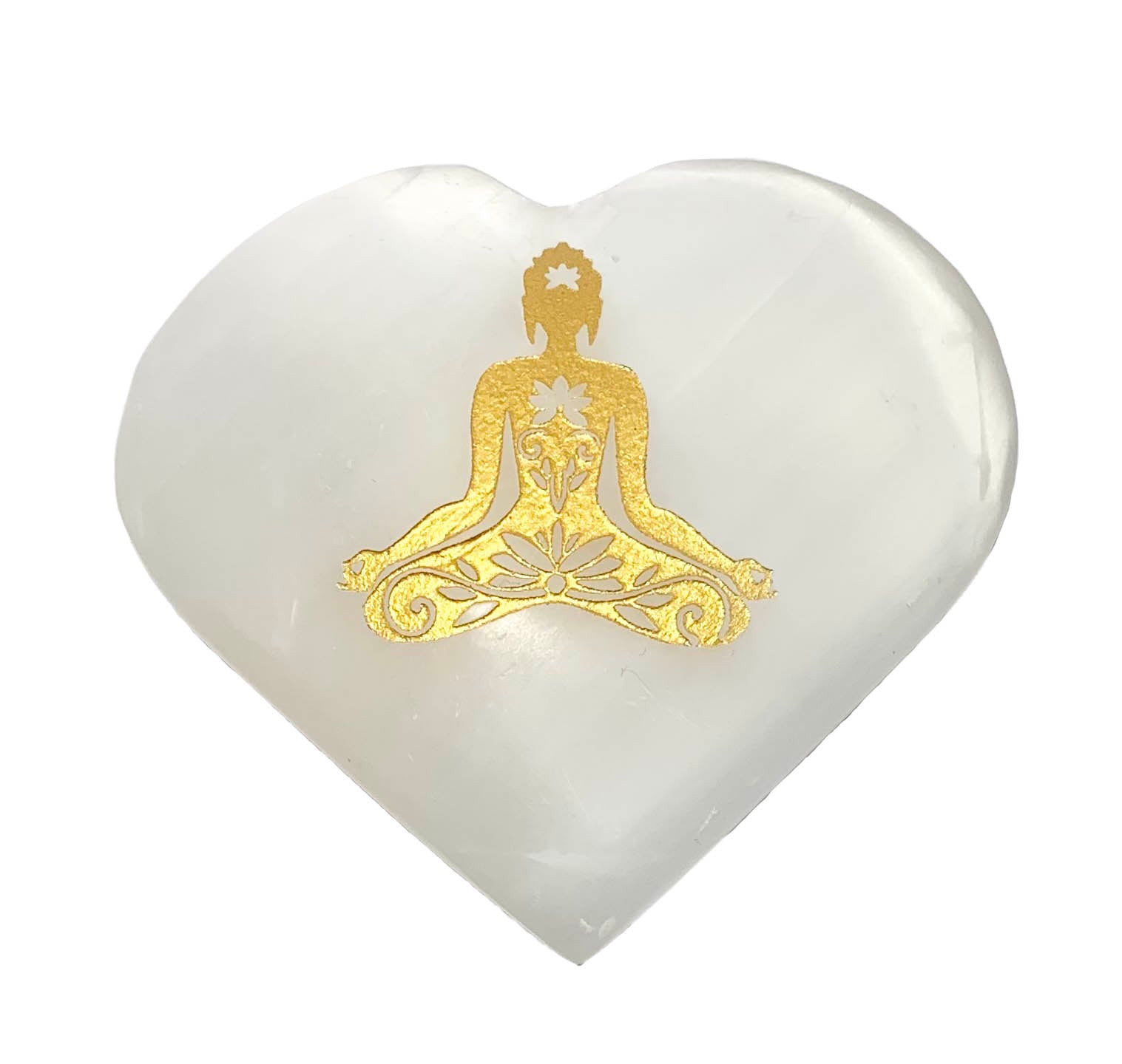 Meditating Buddha Selenite Puffy Heart