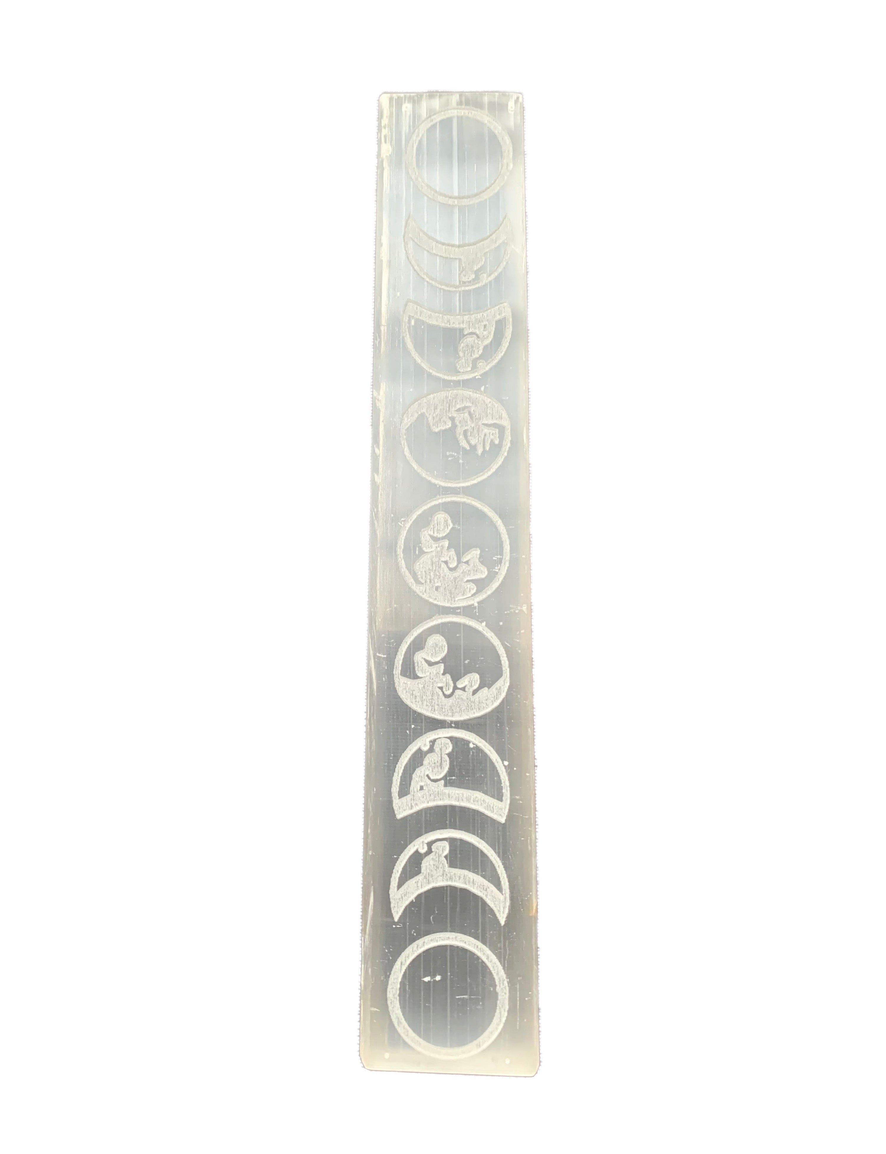 Moon Phases Selenite Crystal Charging Plate Set