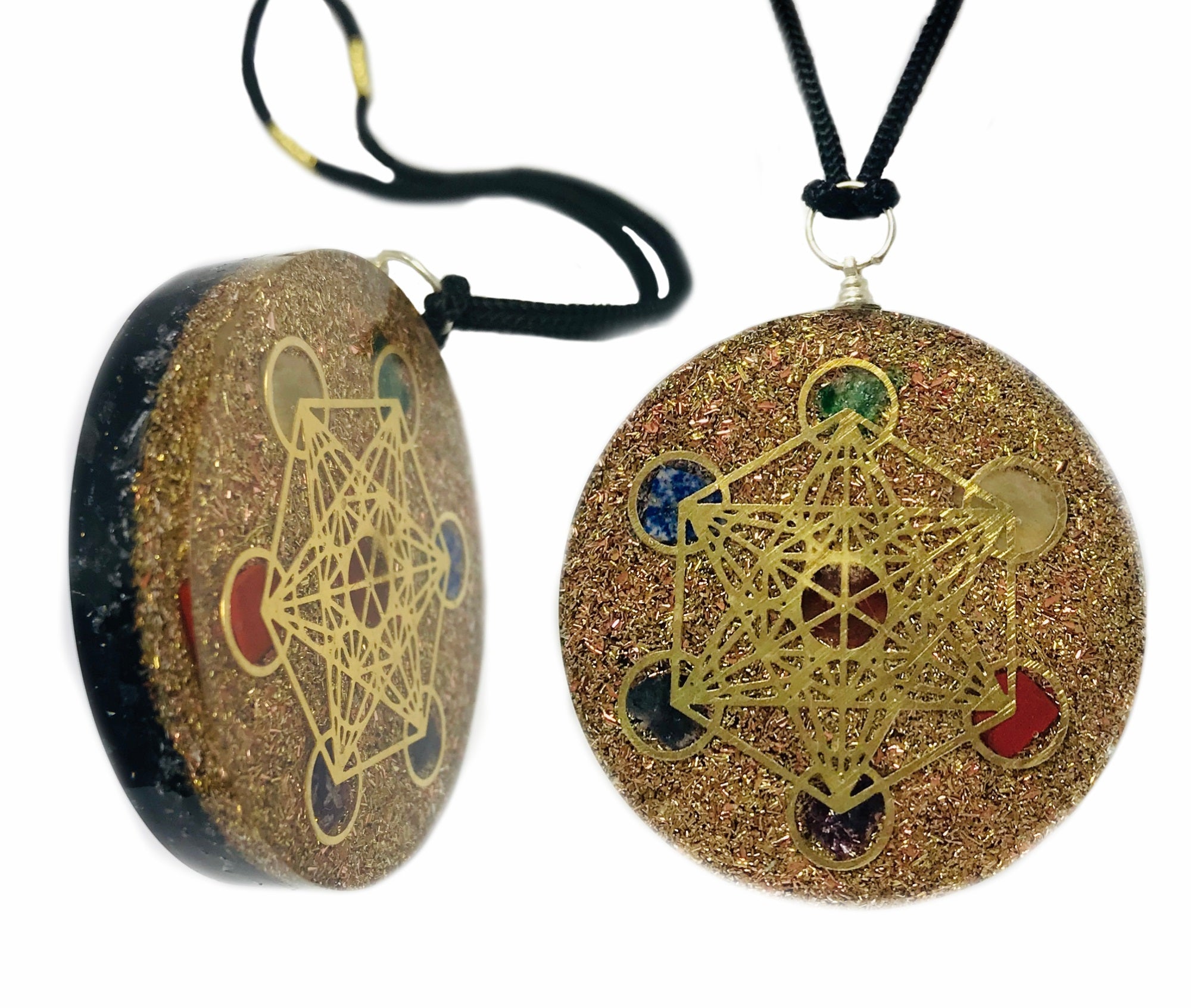 Metatron Cube Sacred Geometry Pendant Black Tourmaline Backside