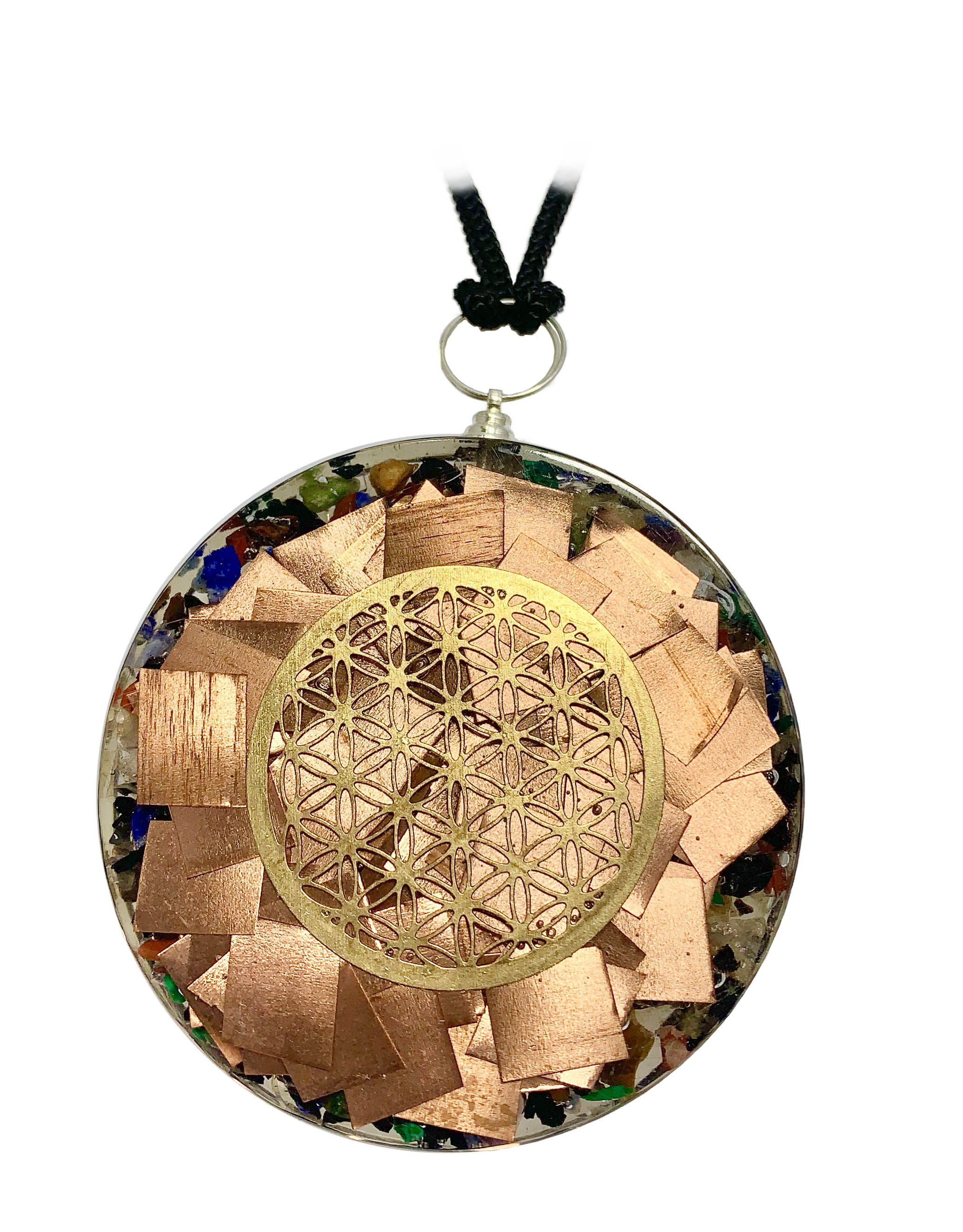 Copper Plate Flower of Life Pendant