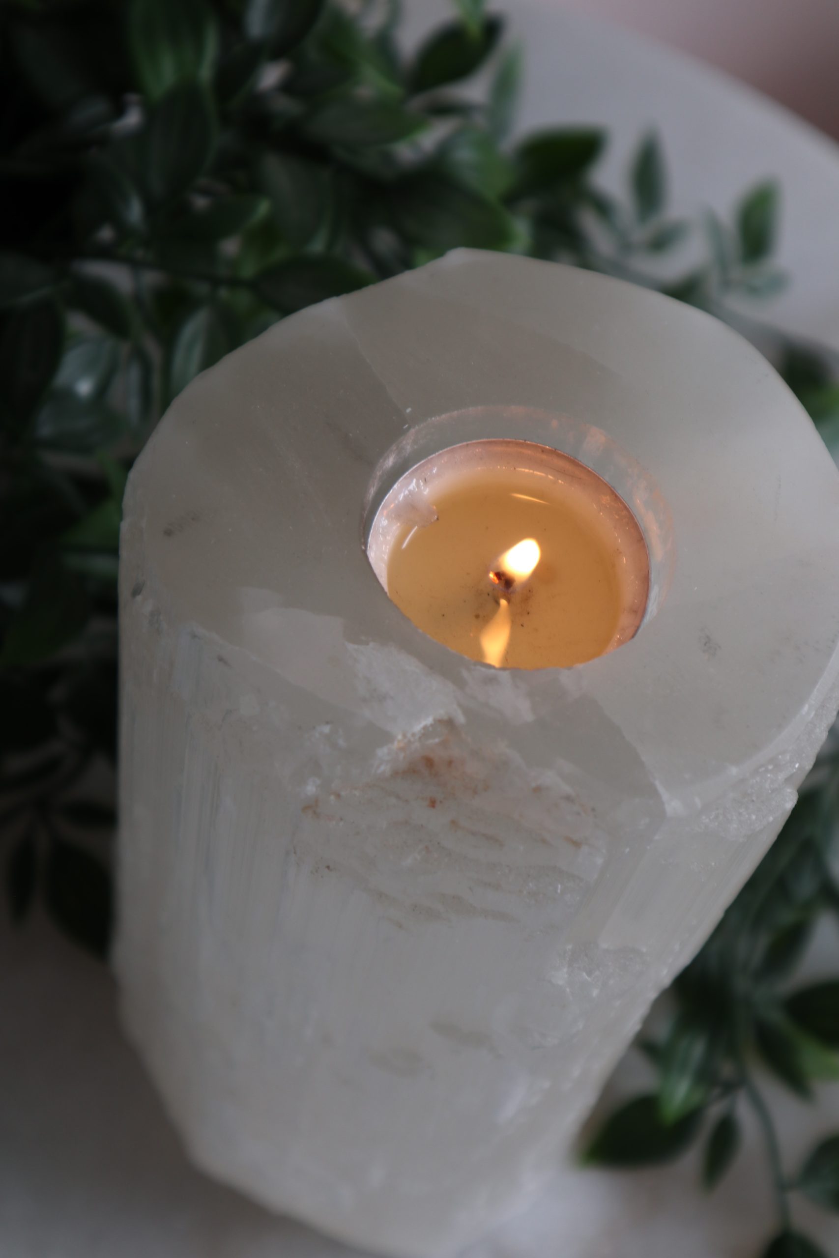 Selenite Candle Holder 20cm