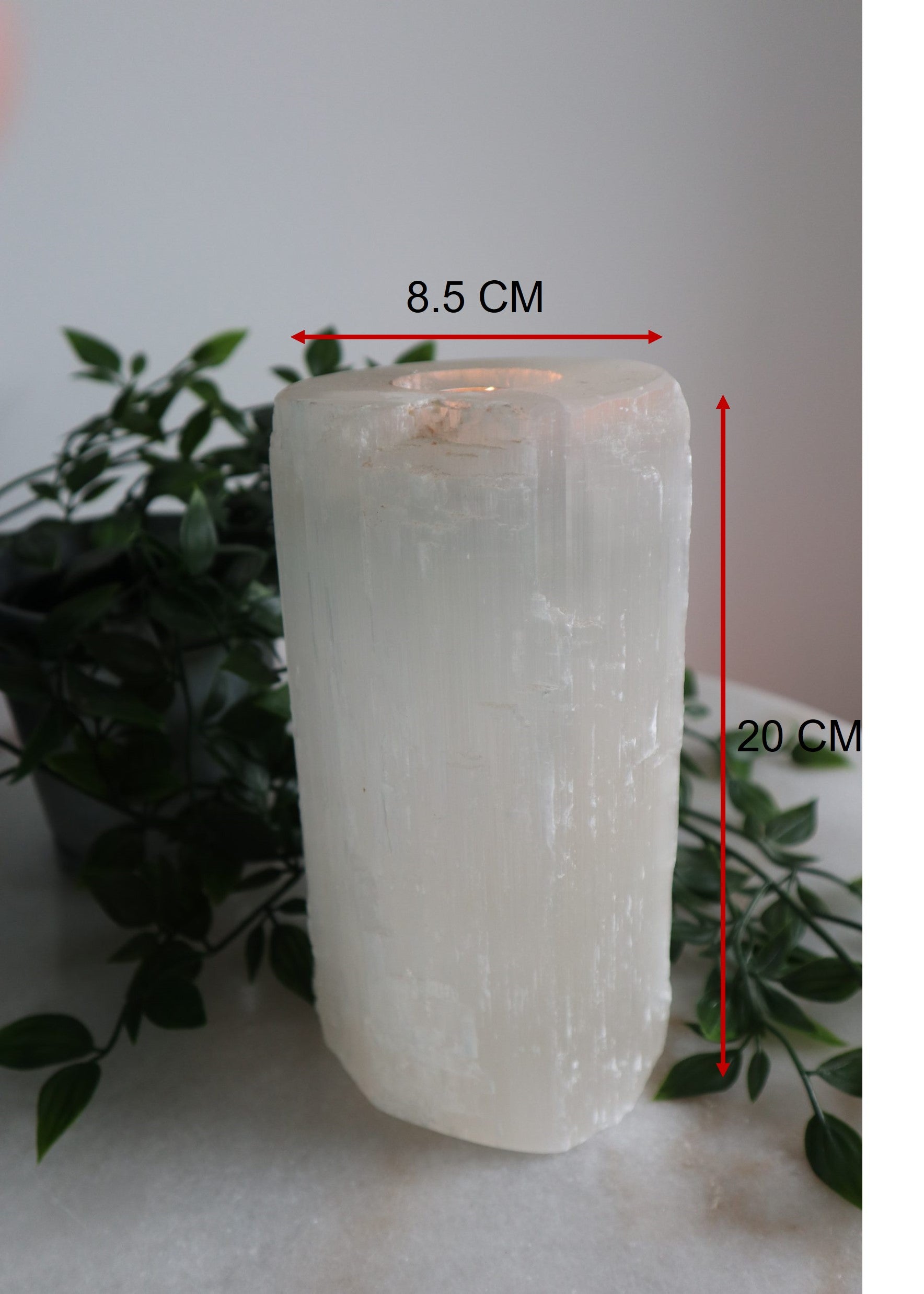 Selenite Candle Holder 20cm