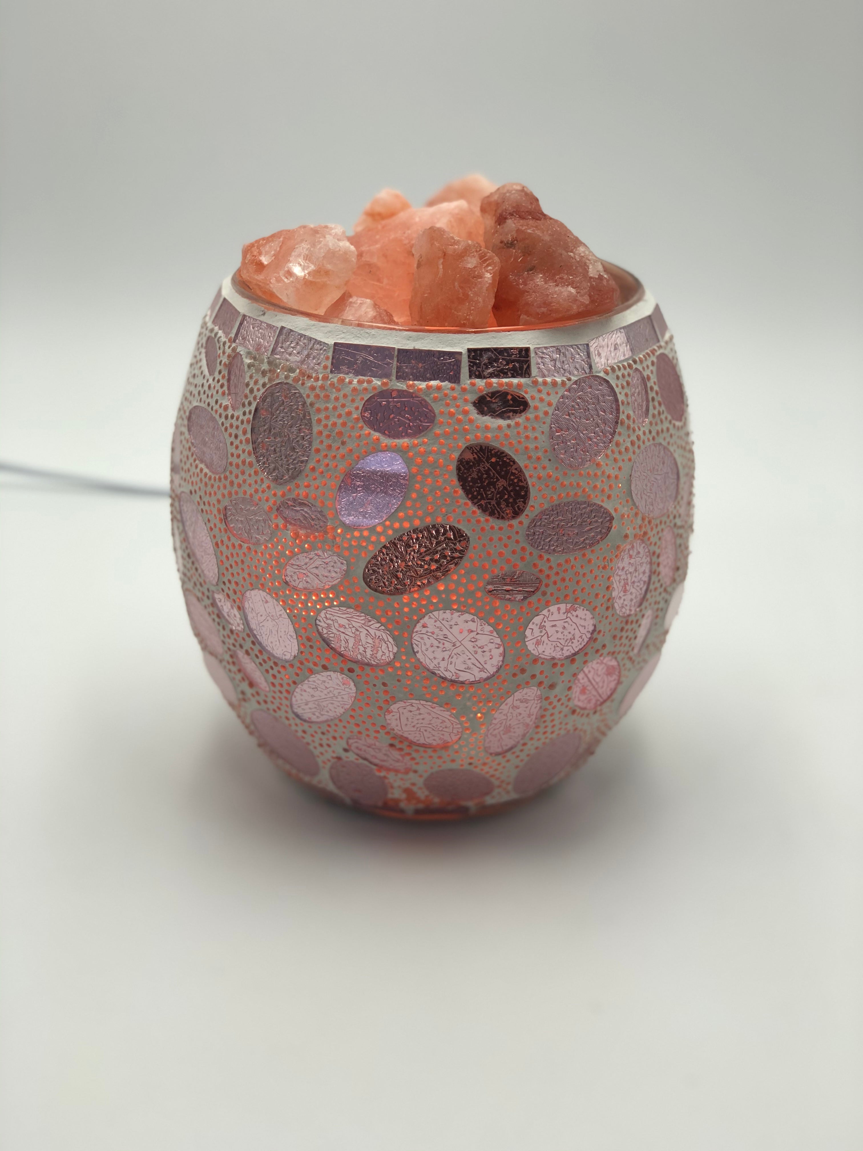 Rose Gold Pebble Glass Mosaic Vase Bowl Himalayan Salt Lamp Natural