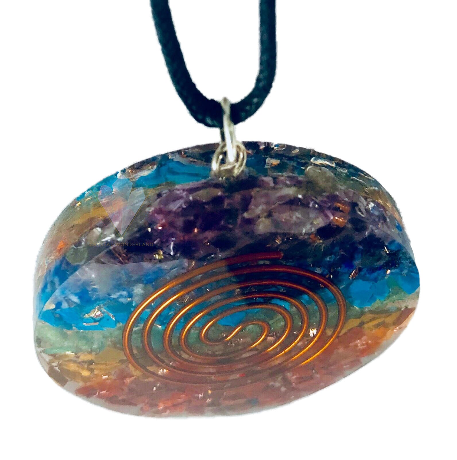 7 Chakras Copper Coil Orgonite Necklace Pendant