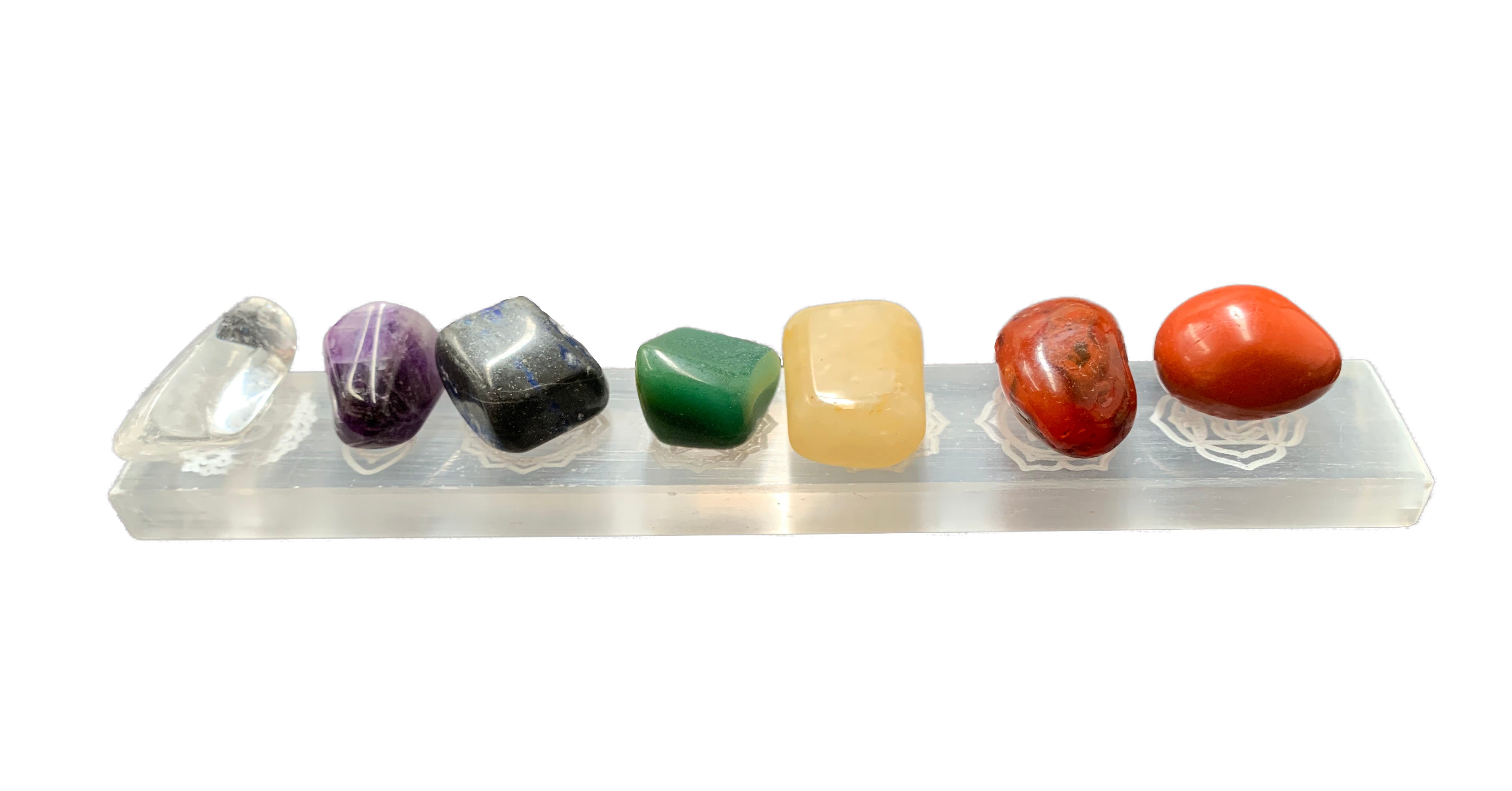 Chakra Symbols Selenite Crystal Charging Plate