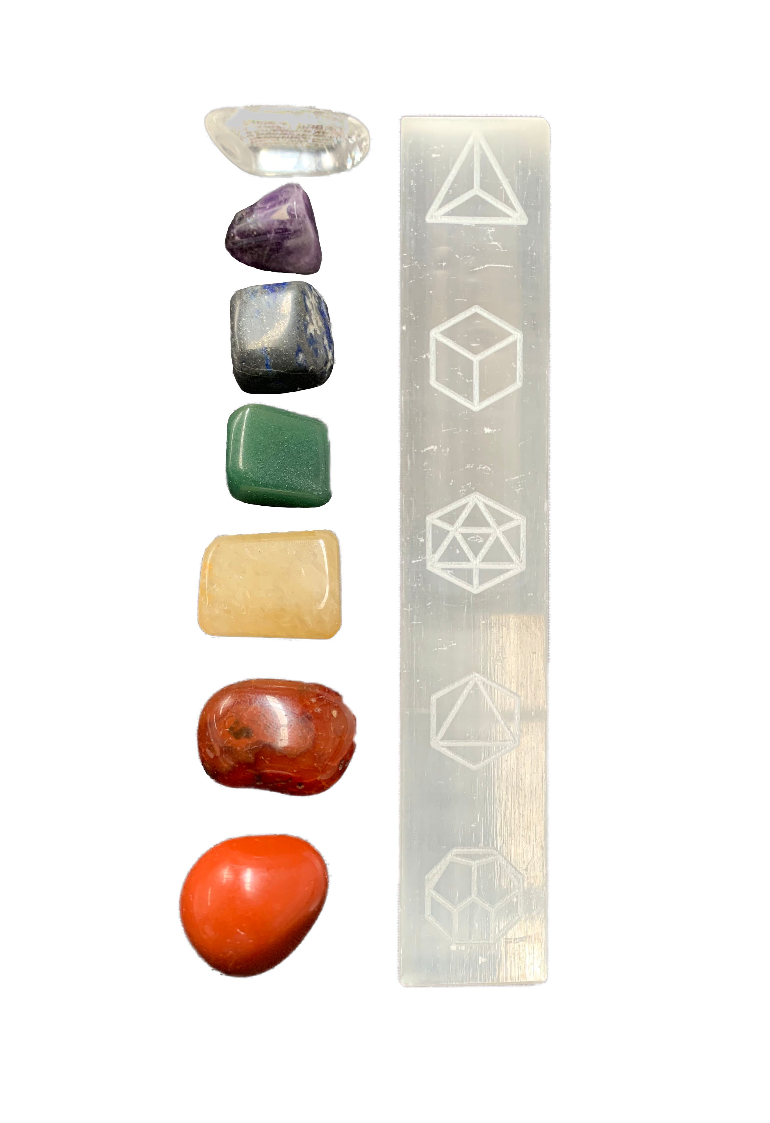 Platonic Solids Selenite Crystal Charging Plate Set