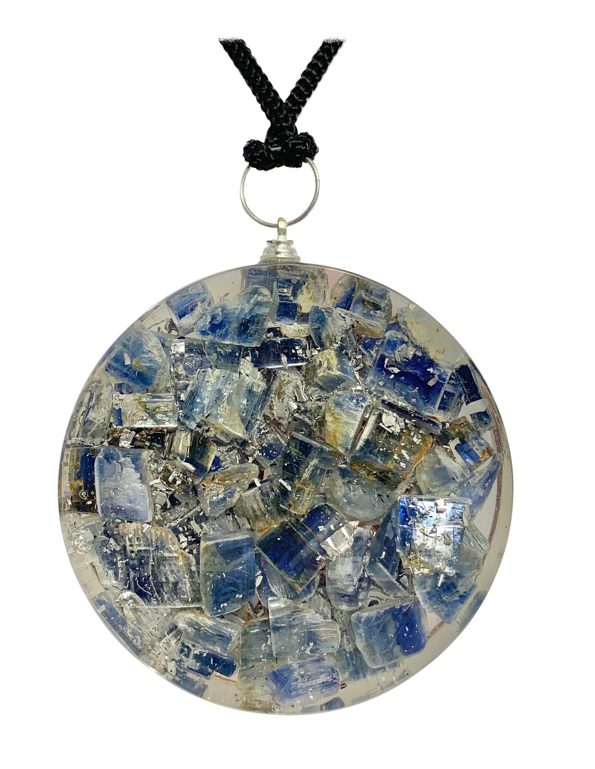 Kyanite Heart Copper Coil Pendant Disc