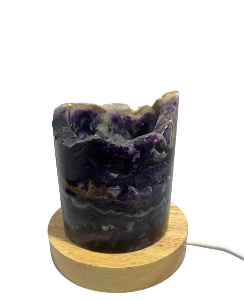 Medium Rainbow Fluorite Lamp - LED Stand 7