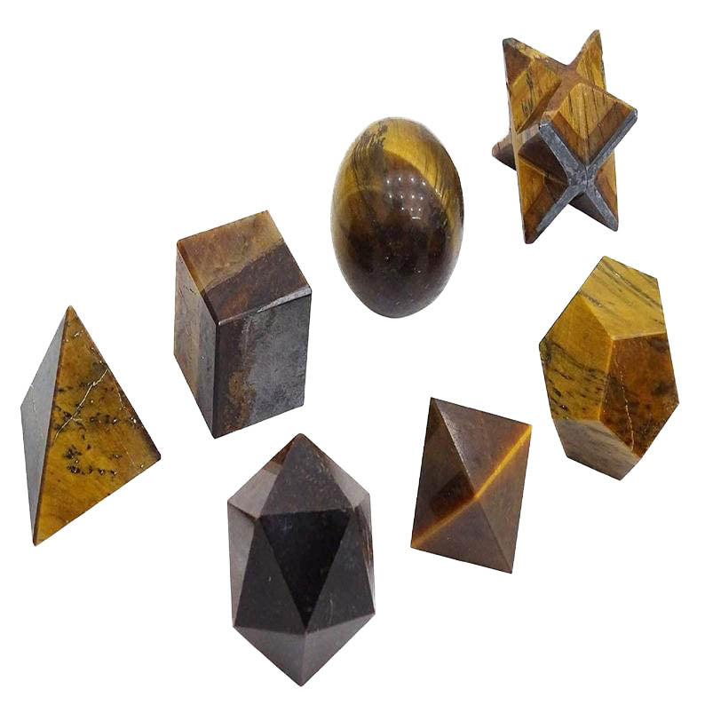 Tiger Eye Sacred Geometry Set Platonic Solid 7 Pieces