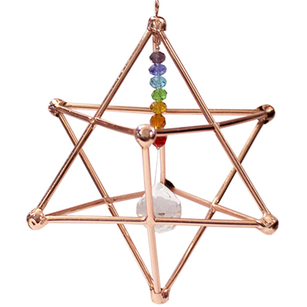 Copper Hanging Merkabah with Chakra Suncatcher 15cm