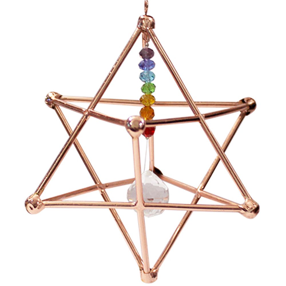 Copper Hanging Merkabah with Chakra Suncatcher 15cm