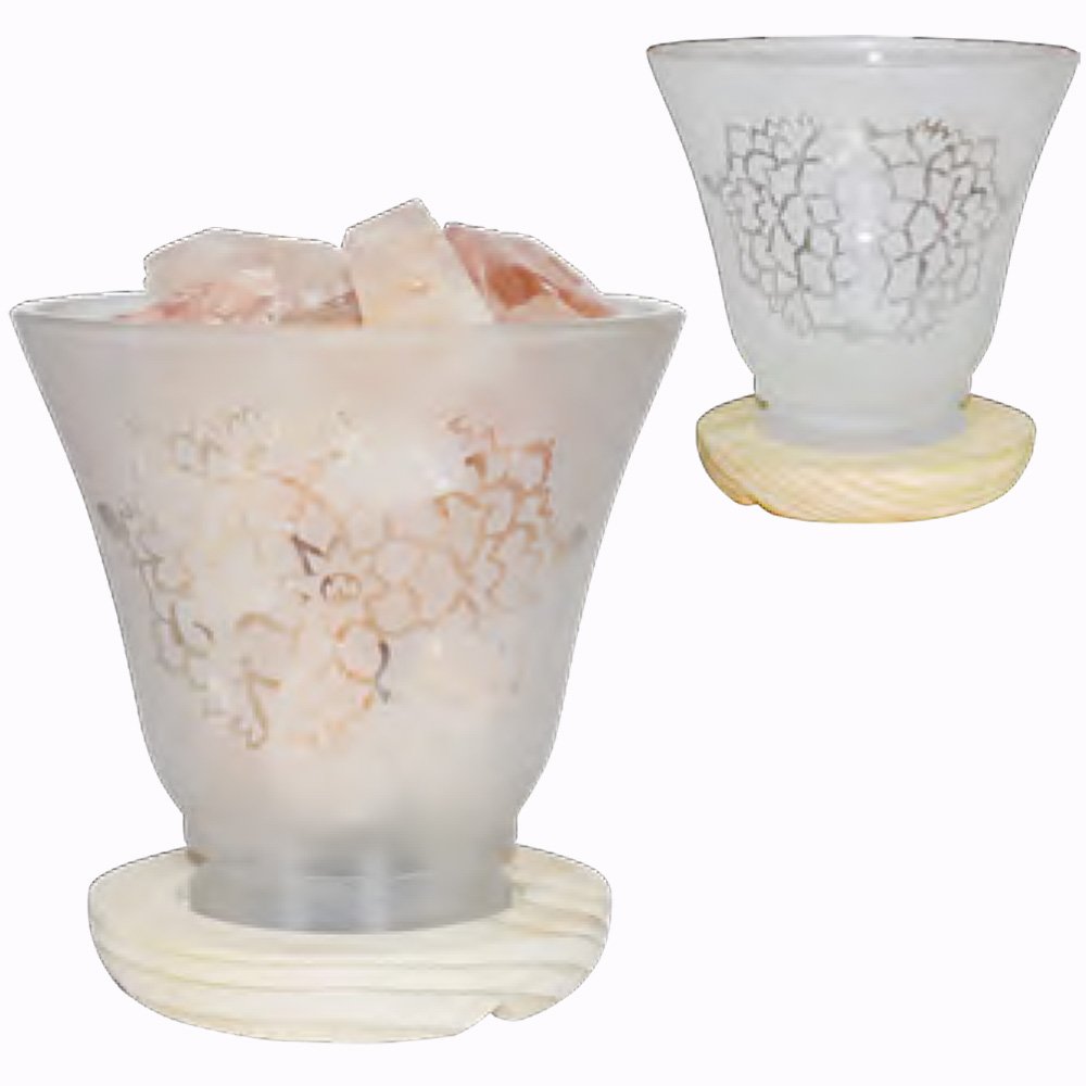 Himalayan Pink Salt Stones Glass Lamp - Frosted Lotus