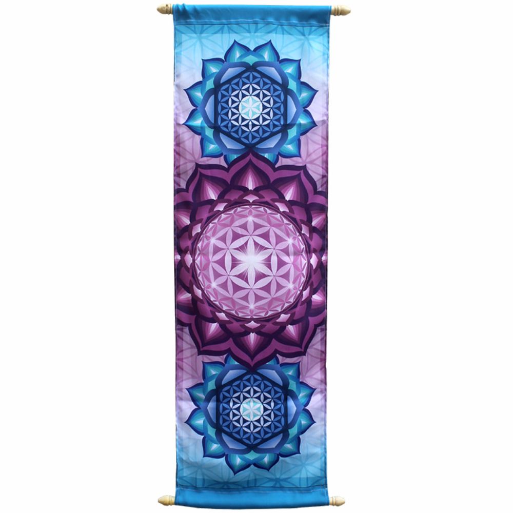 Flower of Life Wall Hanging Art Banner Print on French Crepe