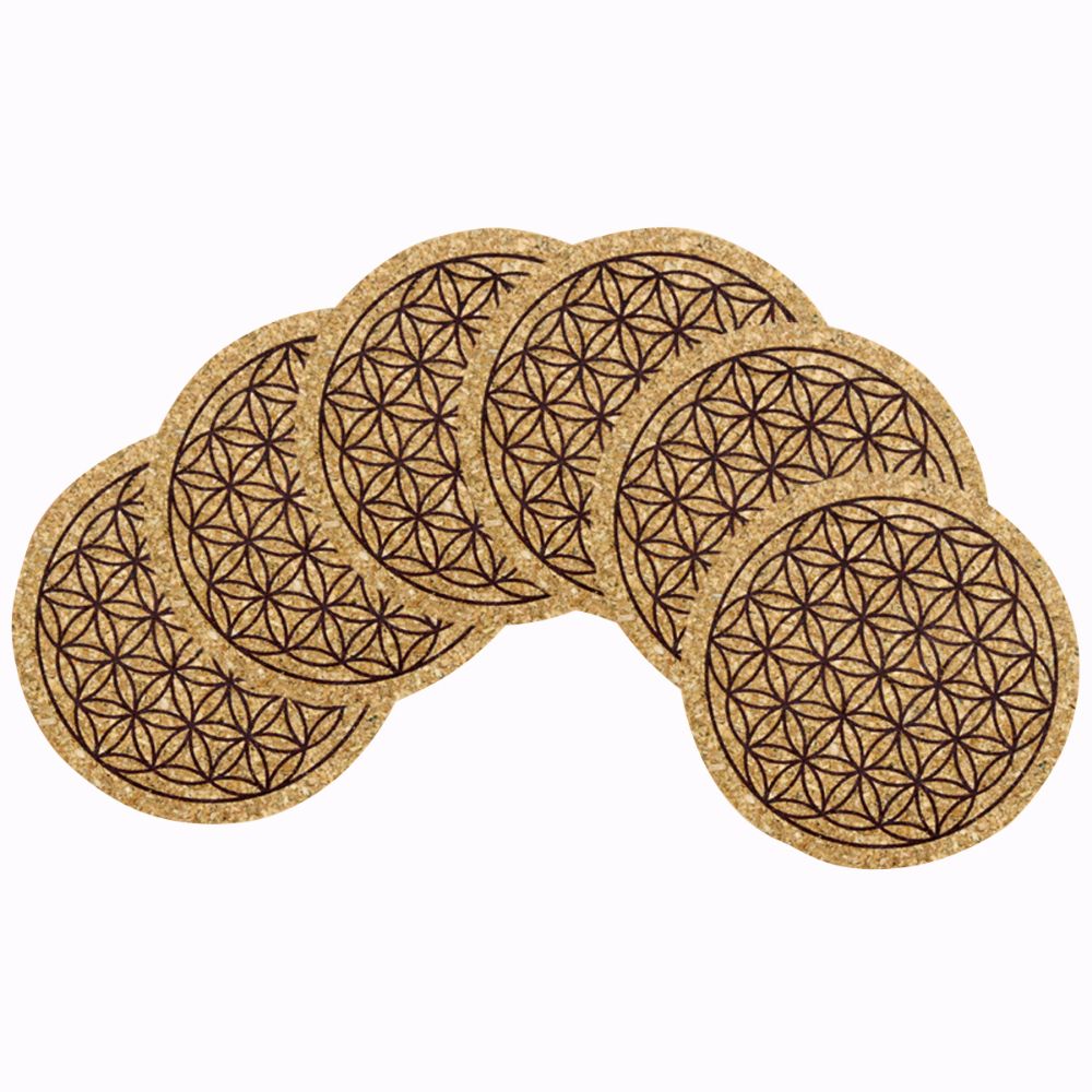 Flower of Life Printed Cork Coasters ( Set of 6 )