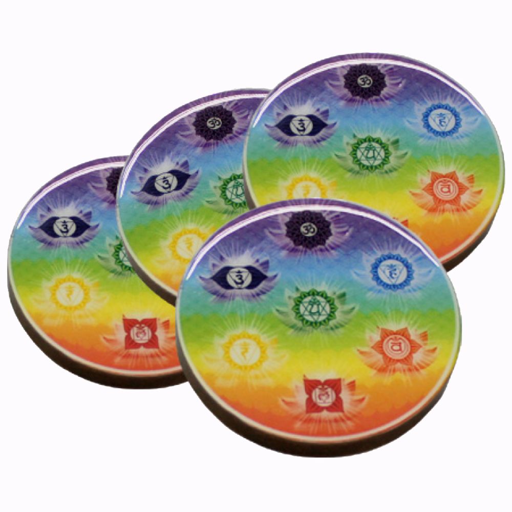 7 Chakra Print Wood Coaster ( Set of 4)