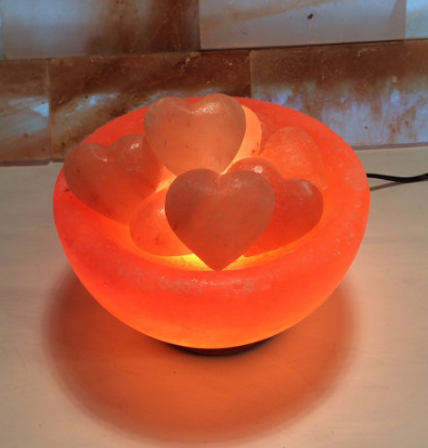 Salt Lamp Heart Shape FireBowl Himalayan Natural