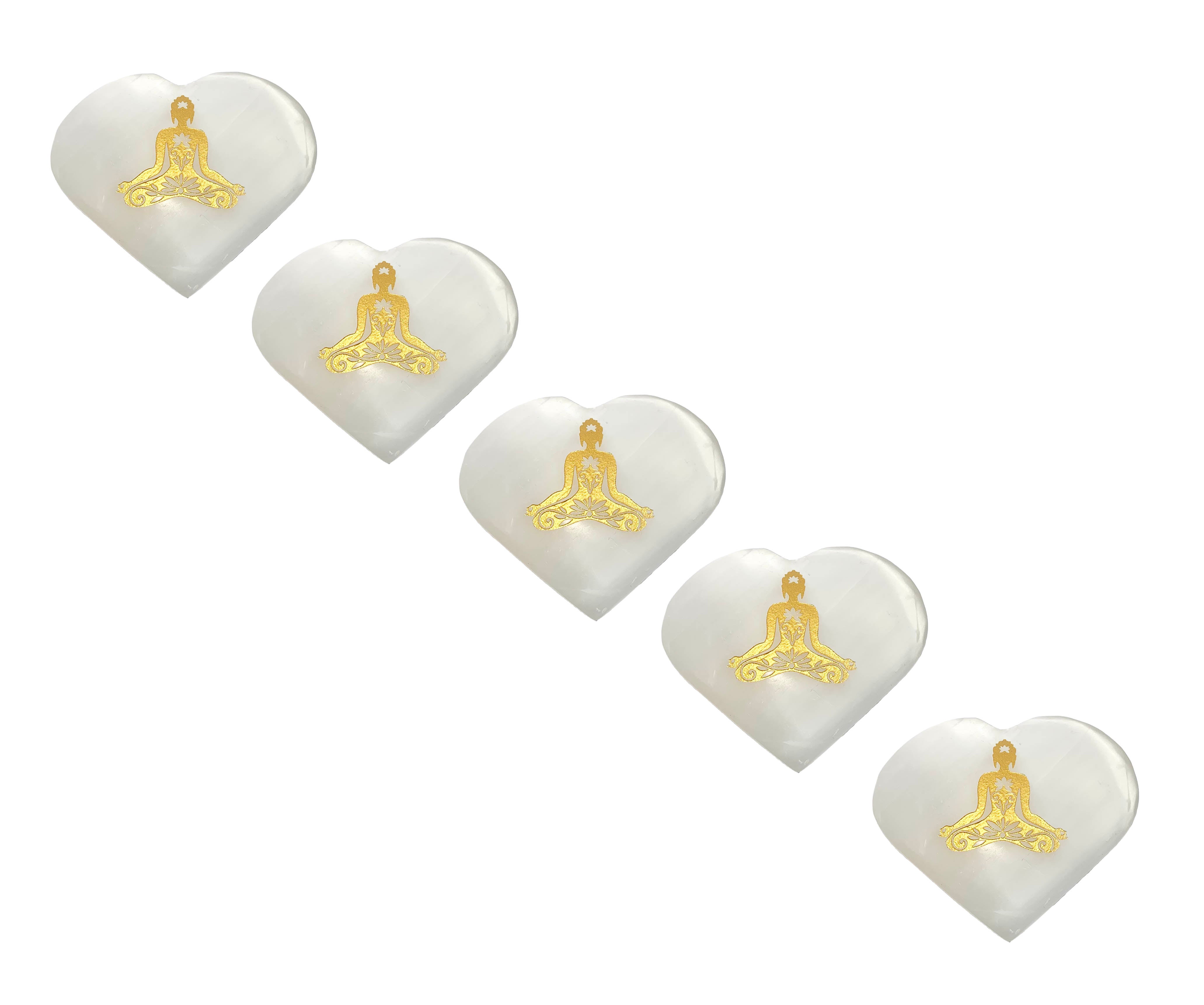 Meditating Buddha Selenite Puffy Heart