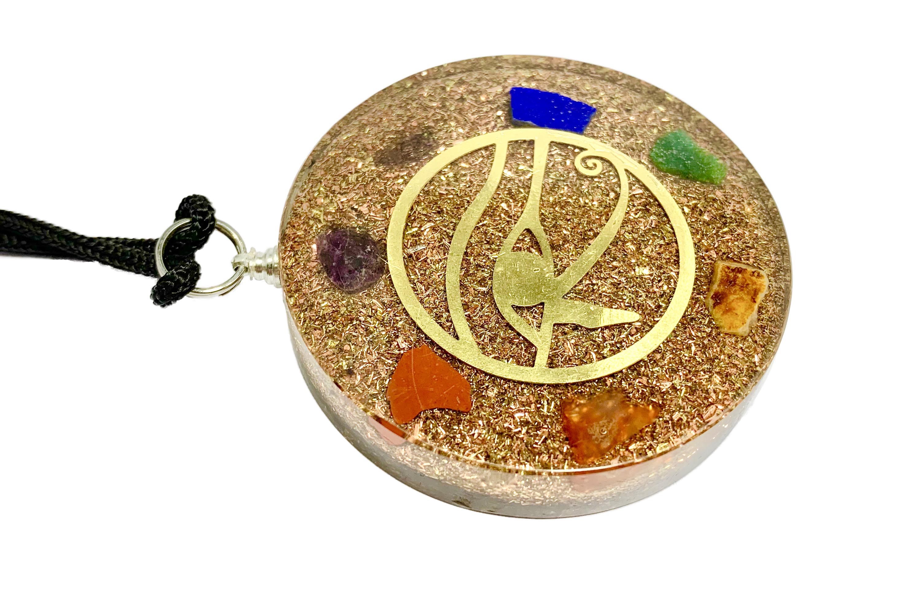 Eye of Horus 7 Chakras Copper Coil Pendant