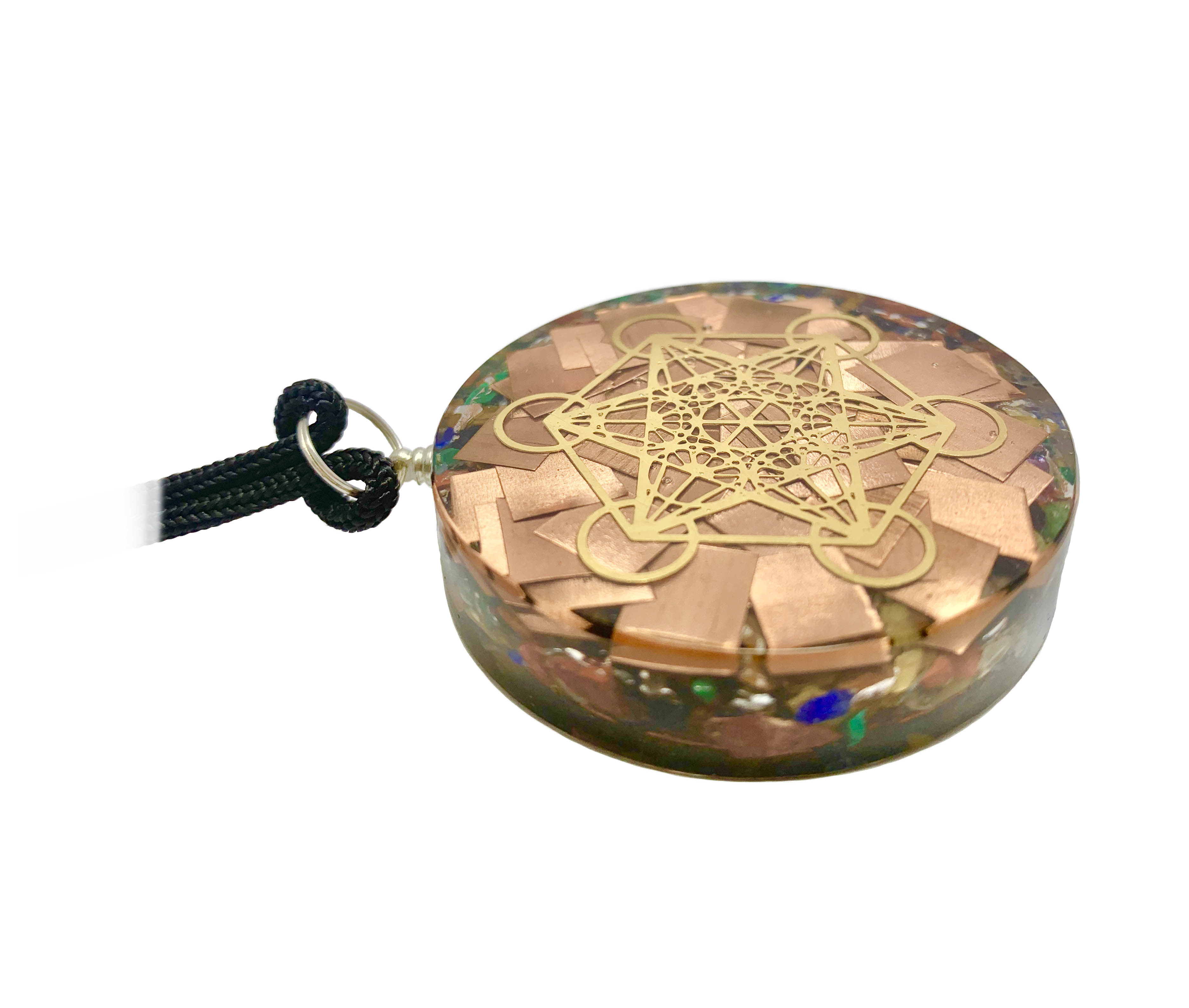 Copper Plate Metatron Cube Sacred Geometry Pendant