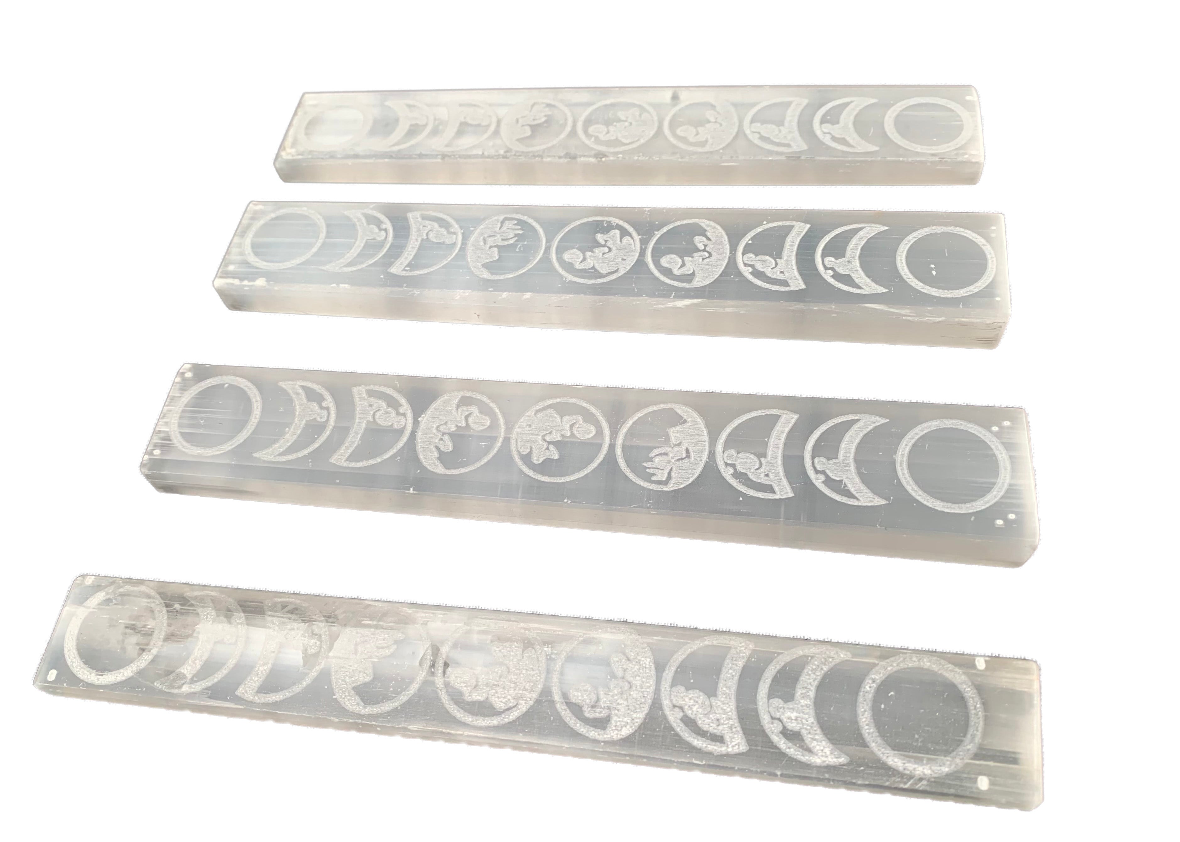 Moon Phases Selenite Crystal Charging Plate Set