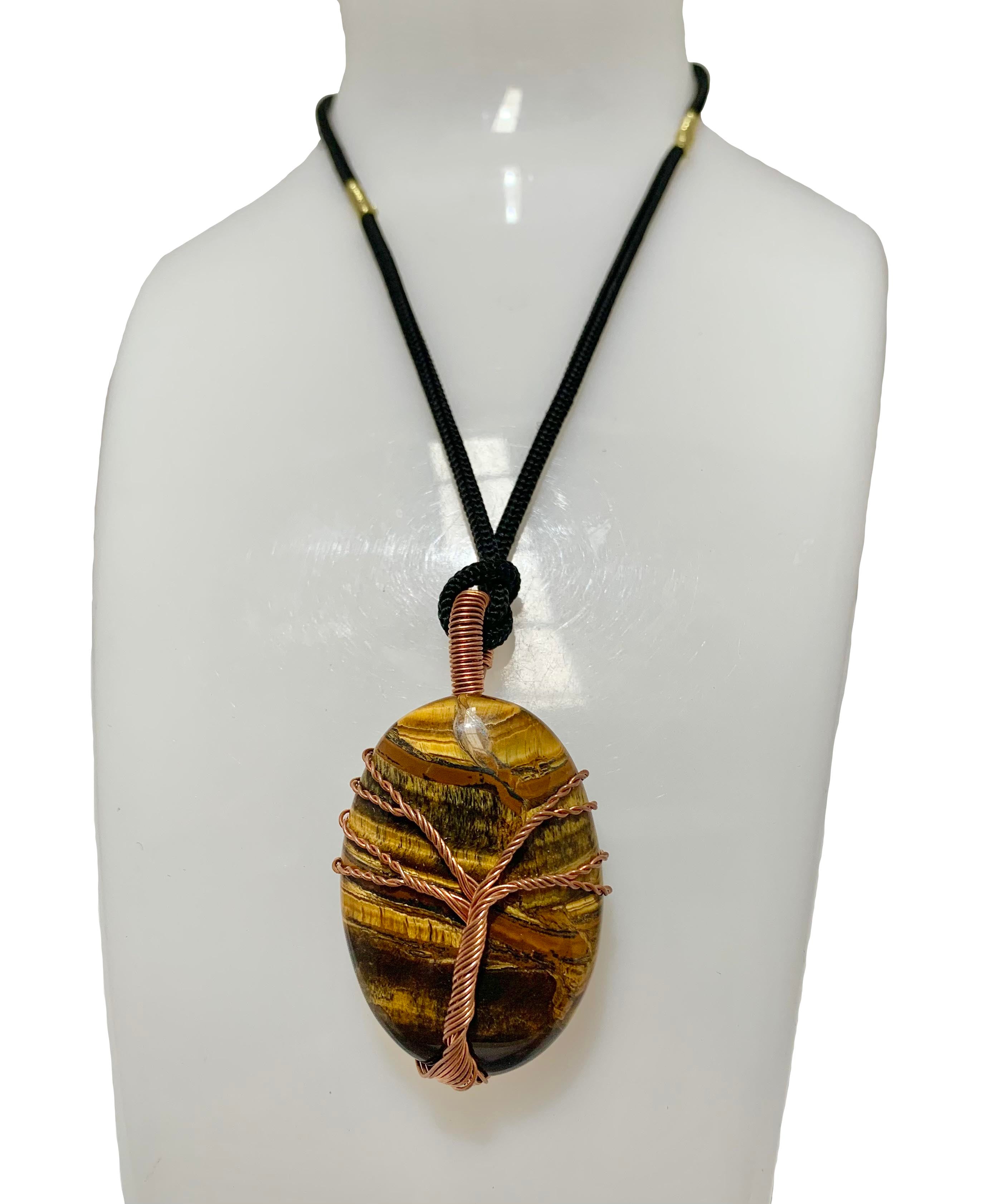 Wisdom Tree Tiger Eye Crystal Pendant