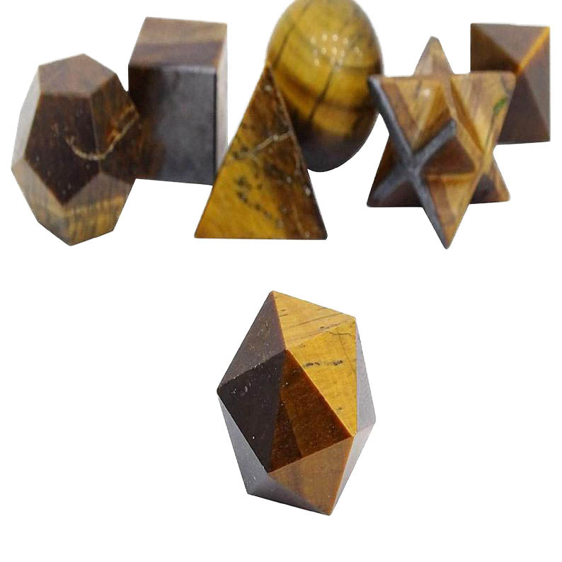 Tiger Eye Sacred Geometry Set Platonic Solid 7 Pieces