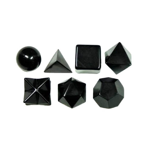Black Tourmaline Sacred Geometry Set Platonic Solid 7 Pieces