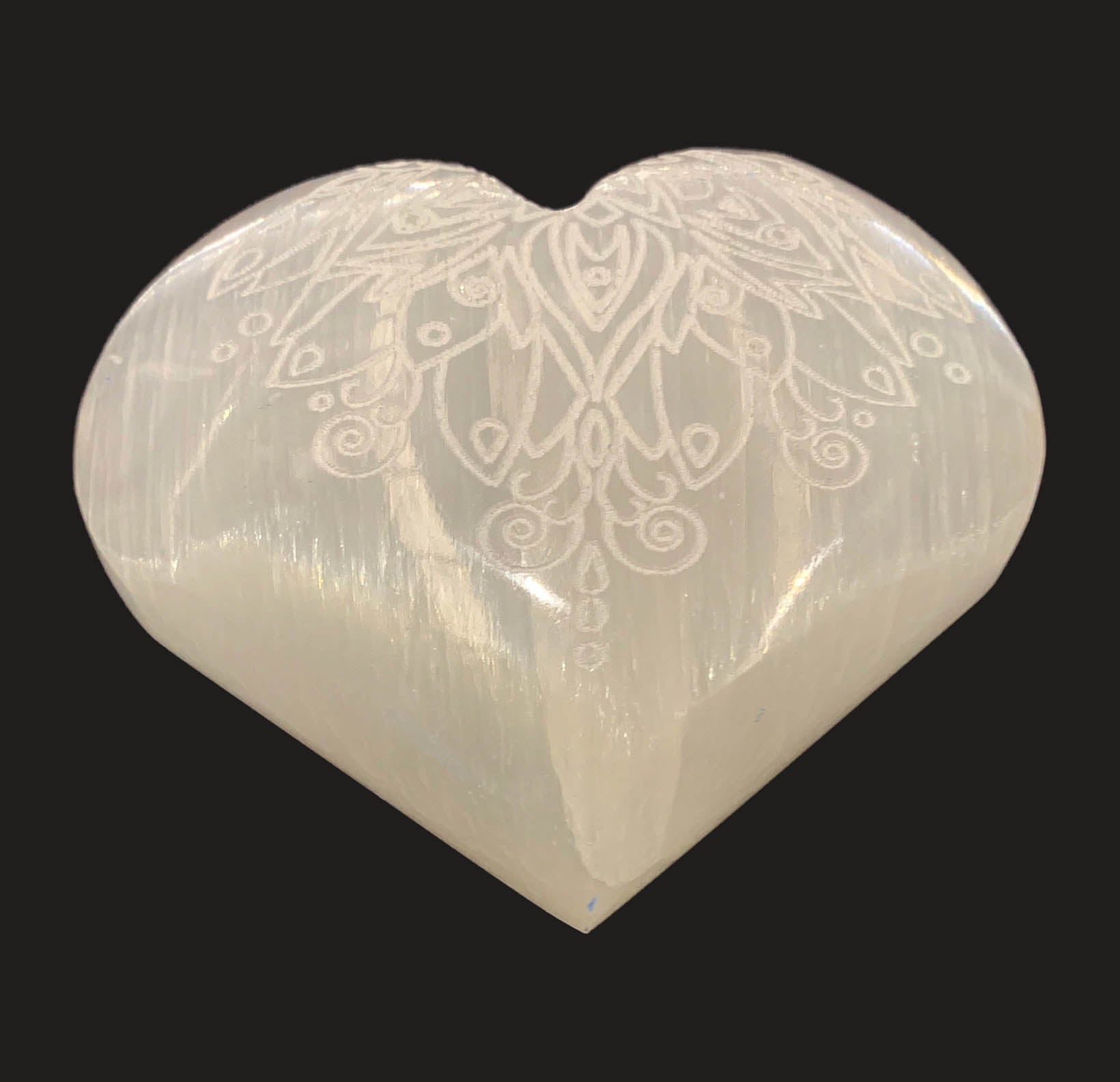 Angel Wings Selenite Puffy Heart