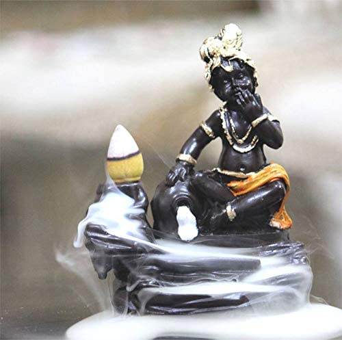 Radha Krishna Orange Backflow Incense Burner