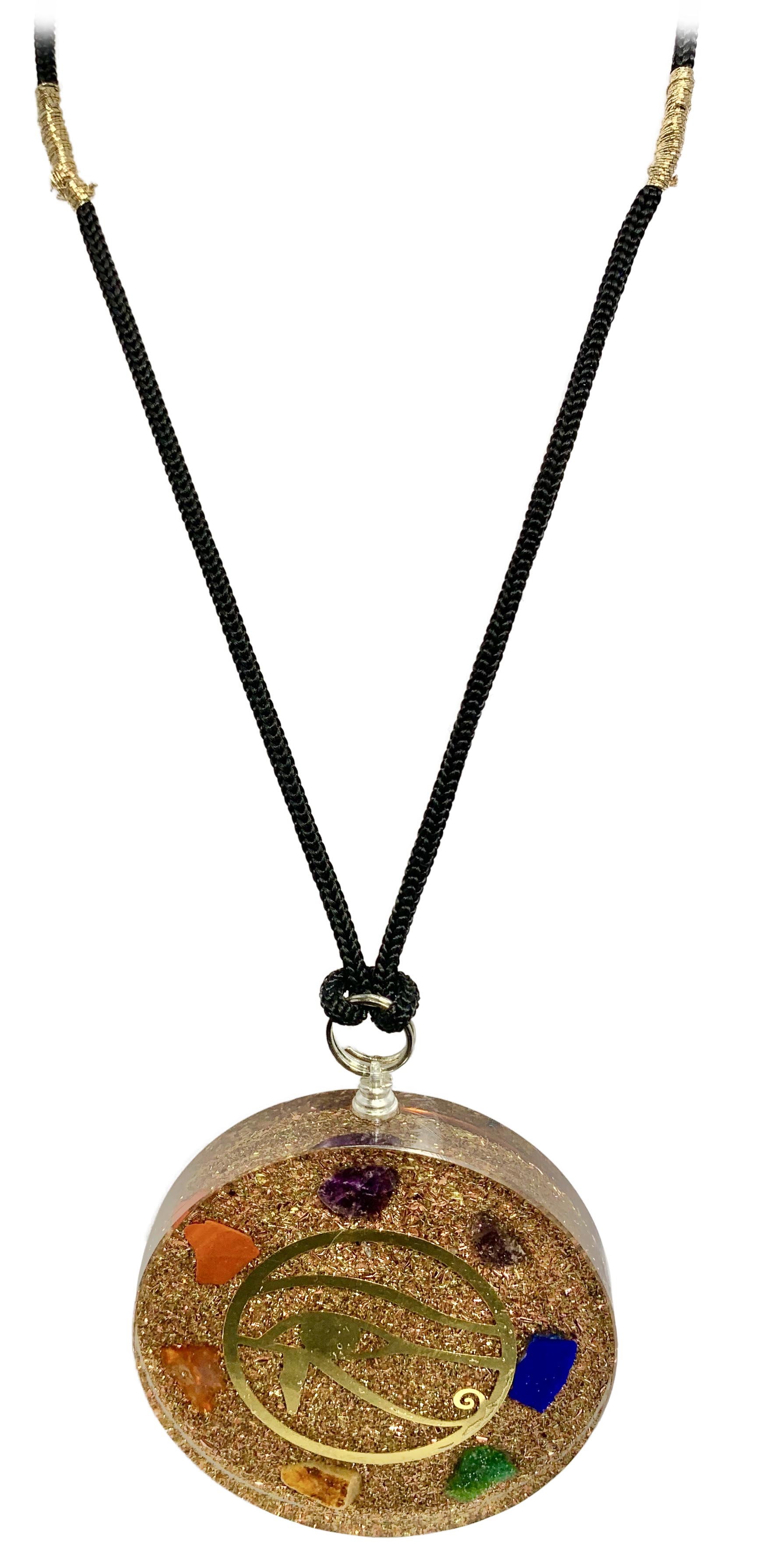 Eye of Horus 7 Chakras Copper Coil Pendant