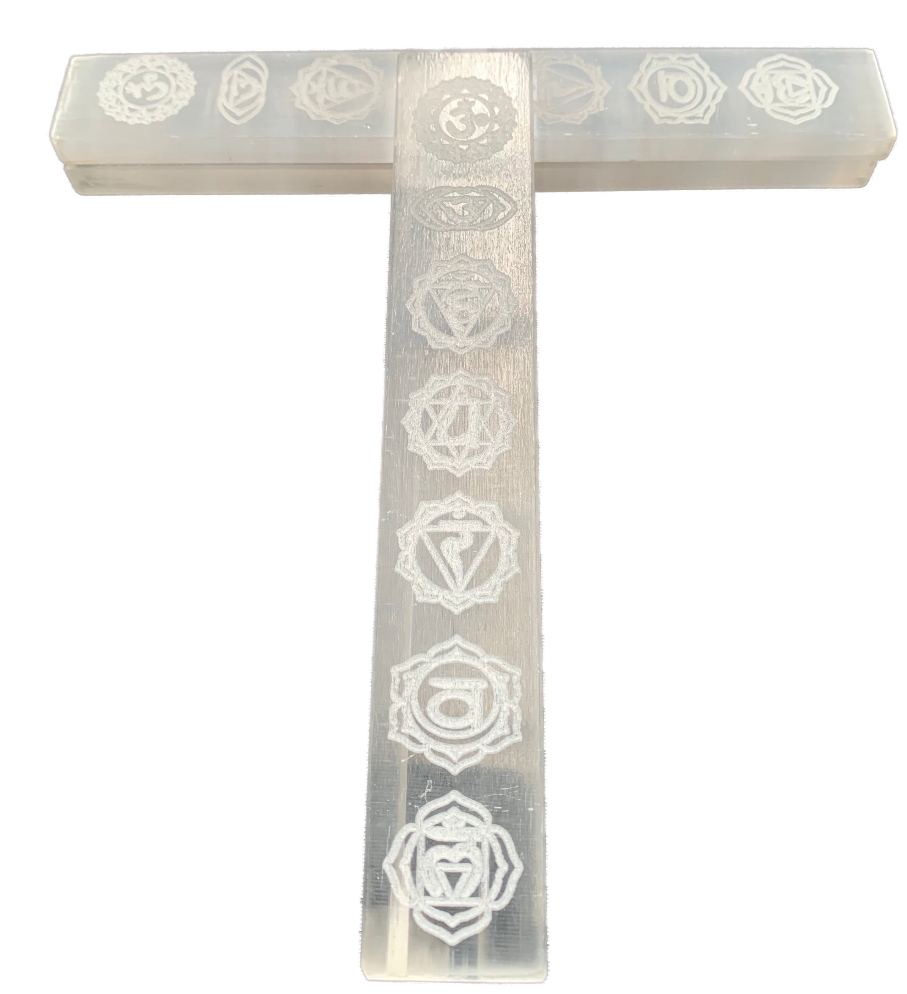 Chakra Symbols Selenite Crystal Charging Plate