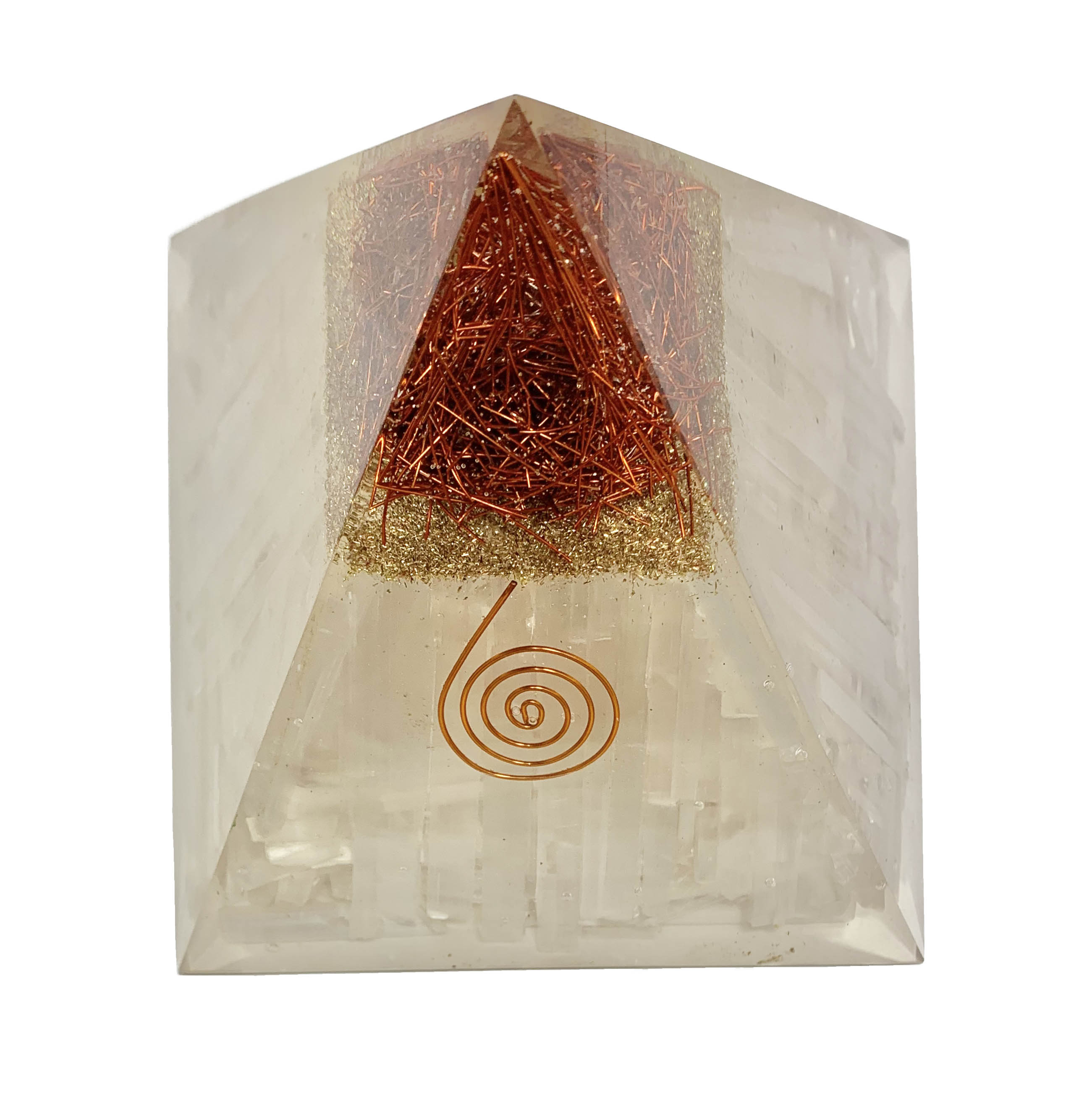 Copper Capstone Selenite Orgonite Pyramid