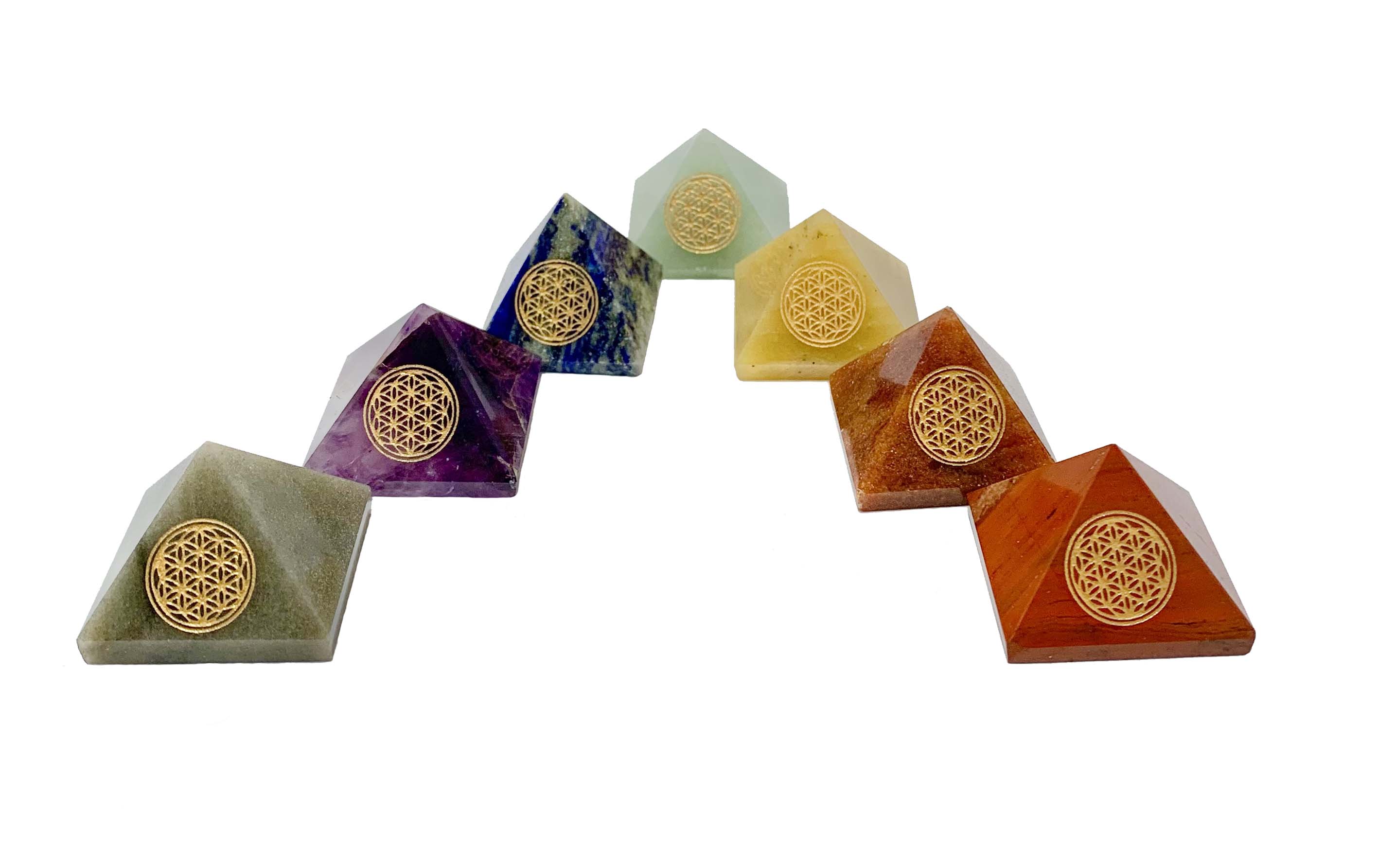 7 Chakras Flower of Life Crystal Pyramid Set