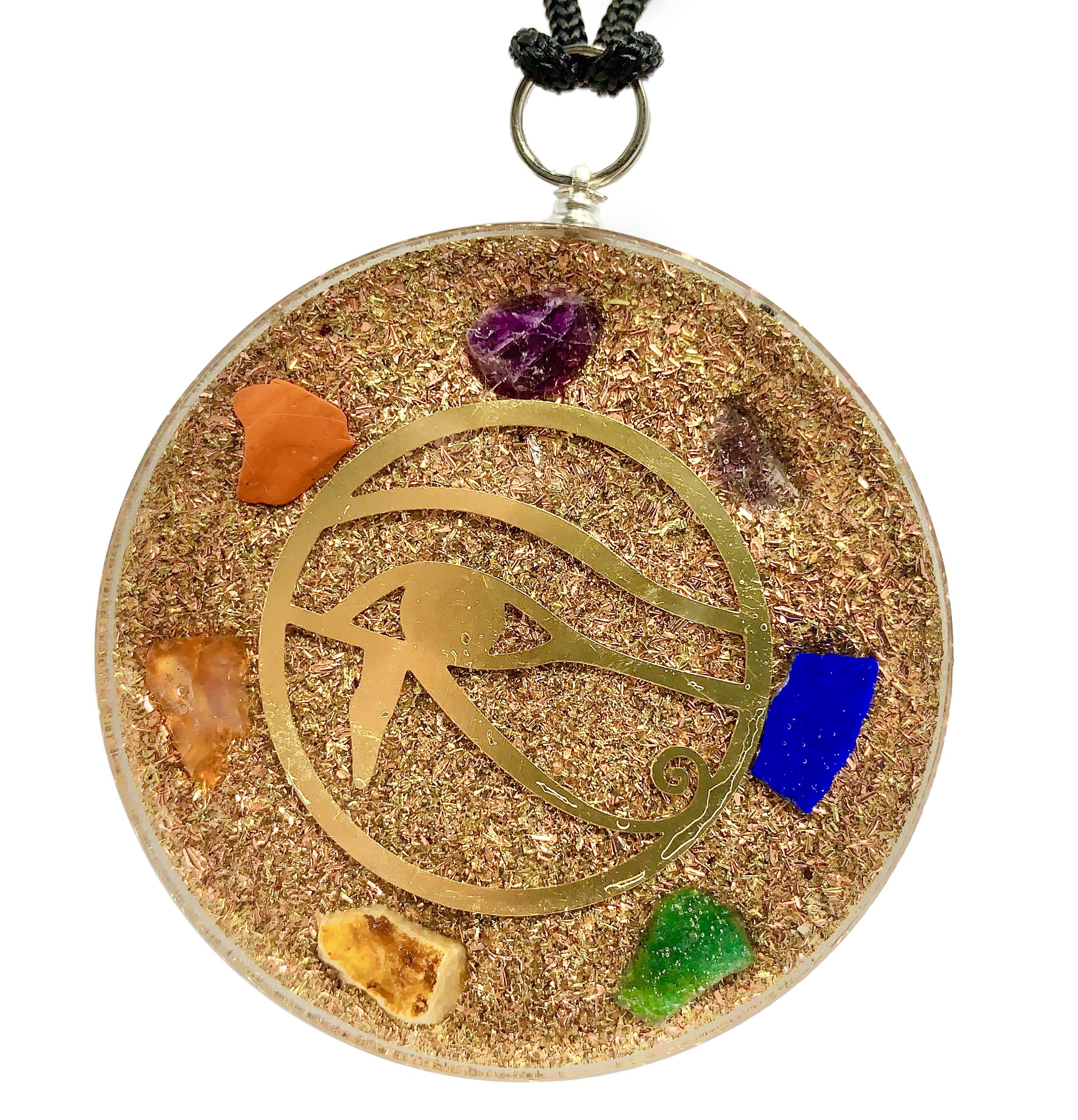 Eye of Horus 7 Chakras Copper Coil Pendant