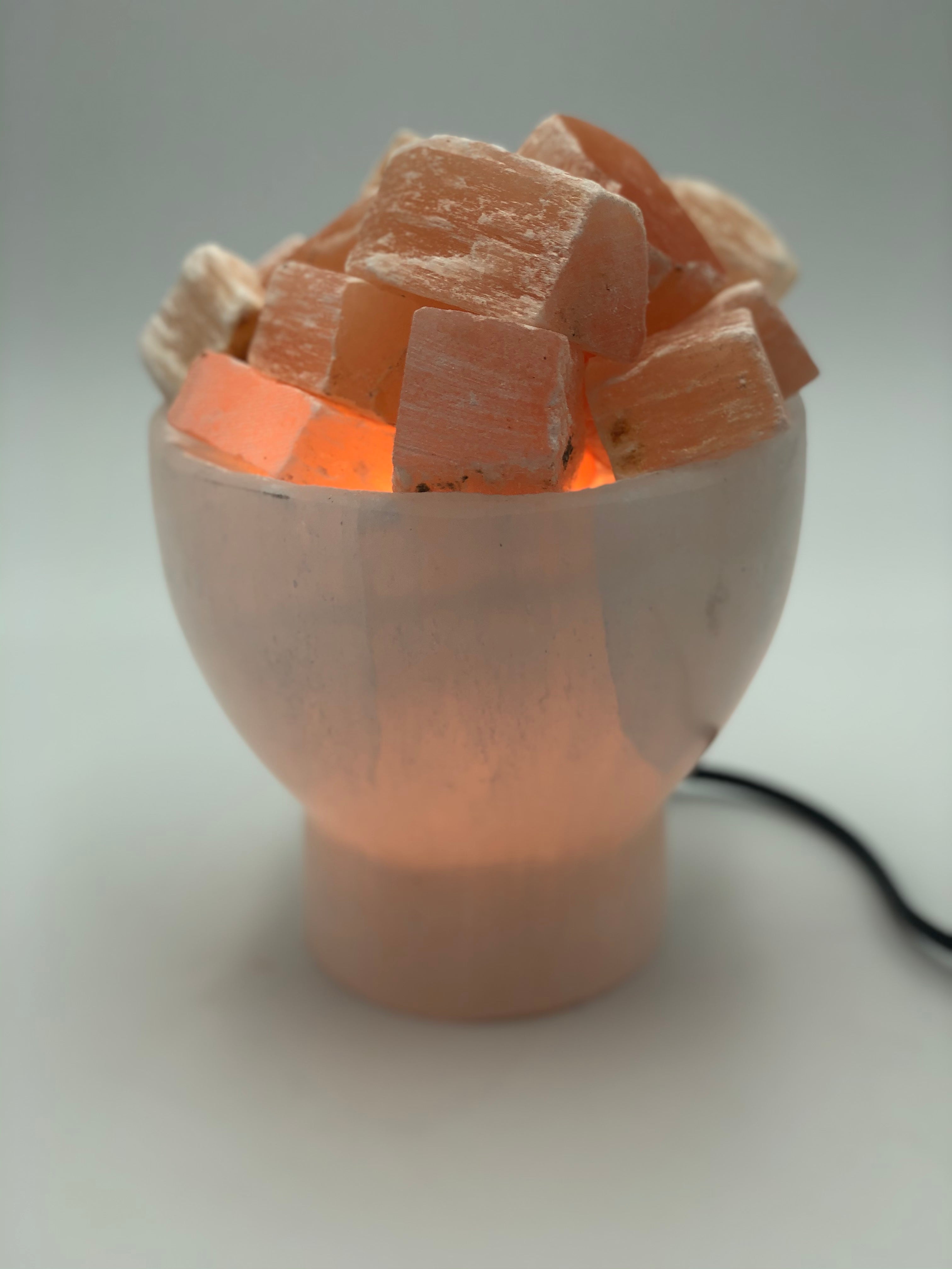 Selenite Firebowl with Peach Selenite Chunks